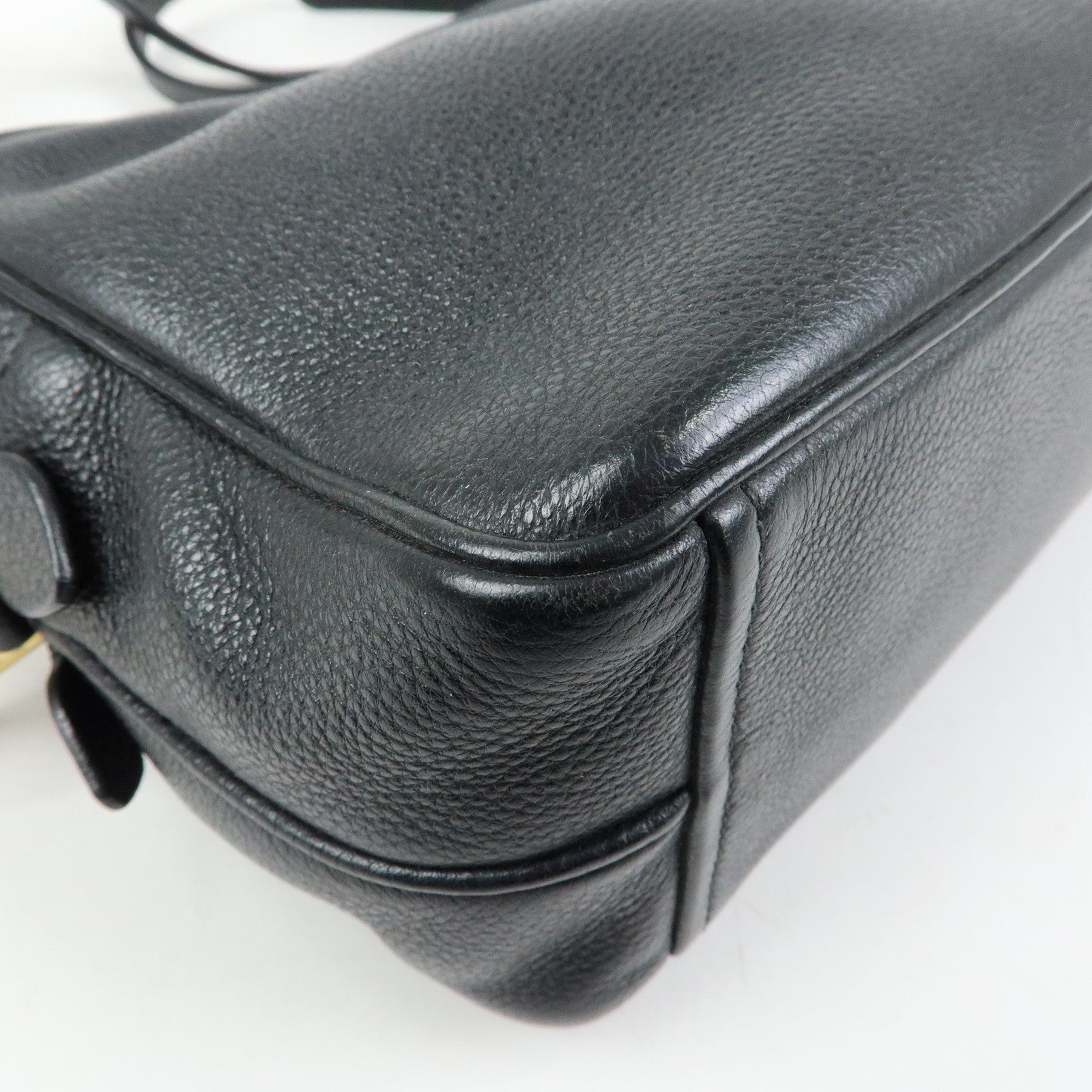 PRADA Logo Leather Shoulder Crossbody Bag Black 1BH079