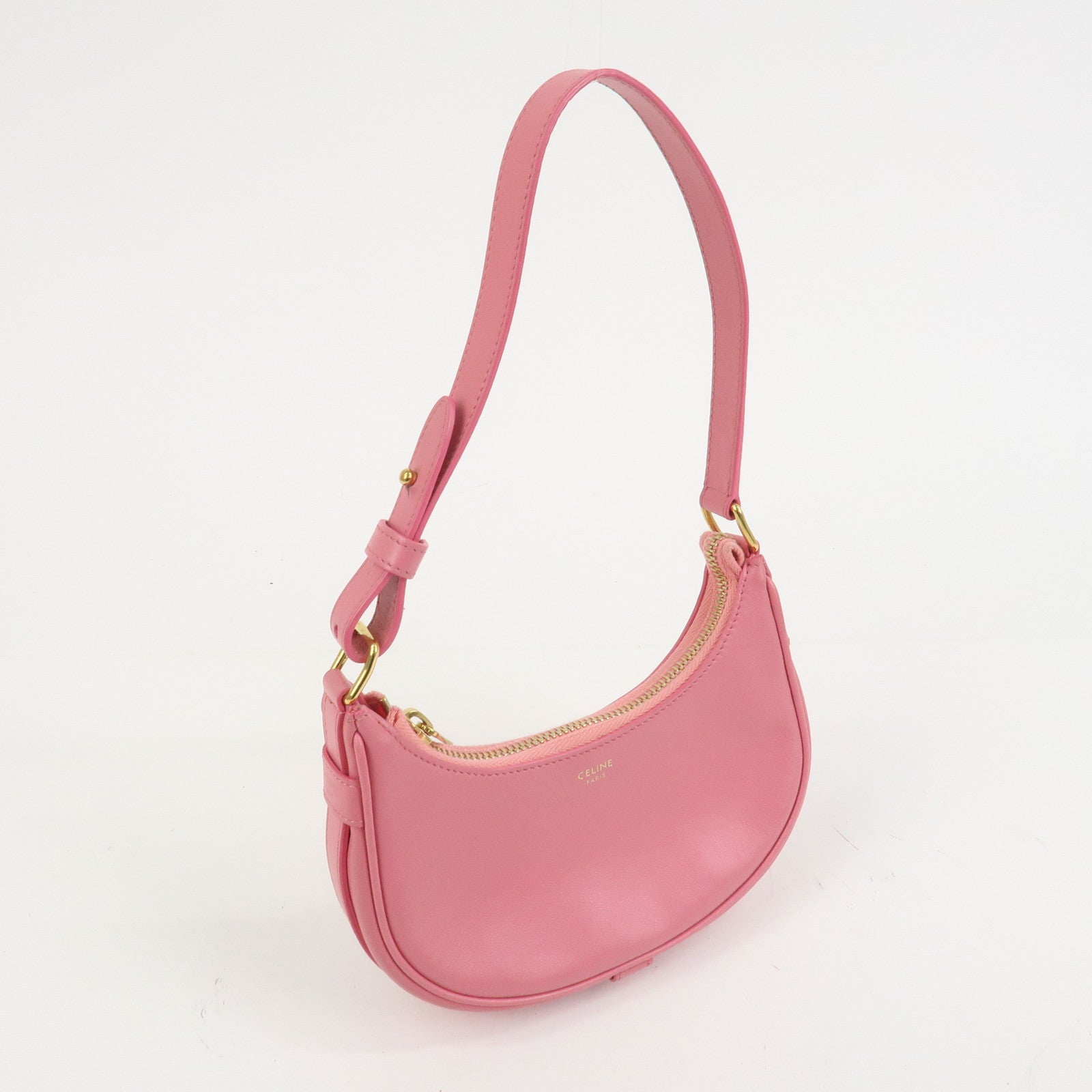 CELINE Ava Leather Hand Bag Hand Pouch Pink
