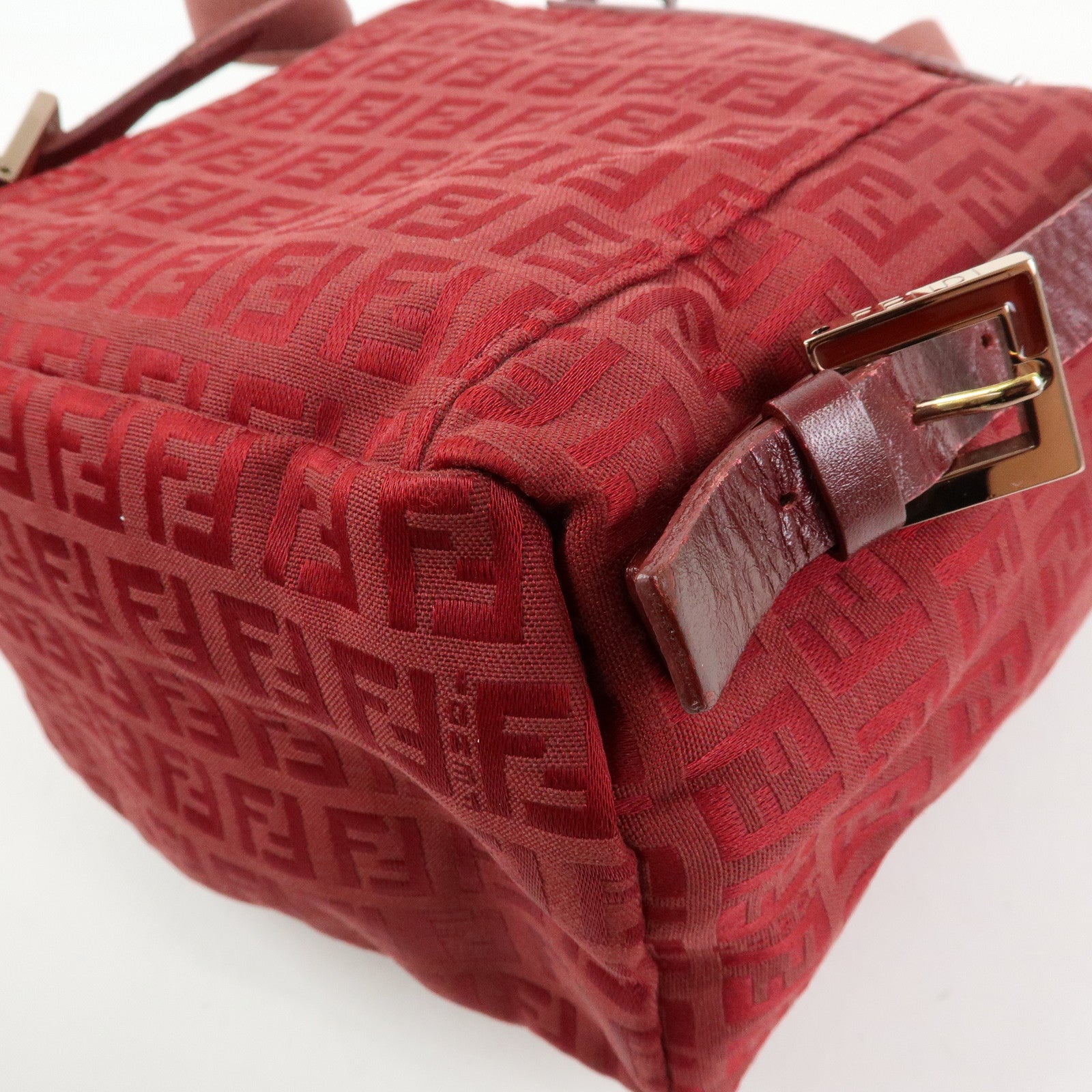 FENDI  Zucchino Canvas Leather Backpack Rucksuck Red 8BZ001