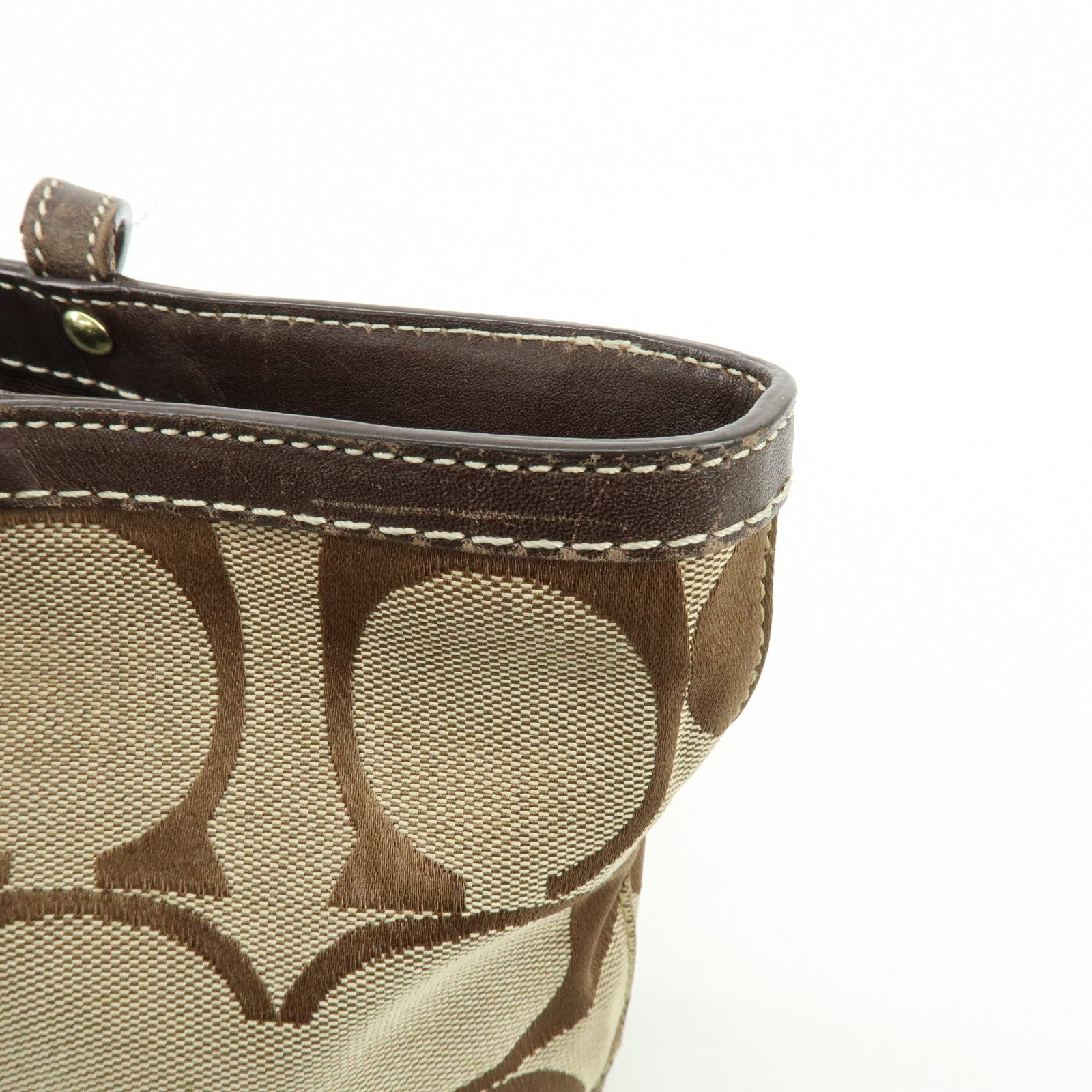 COACH Signature Set of 2 Canvas Leather Shoulder Bag Brown Beige