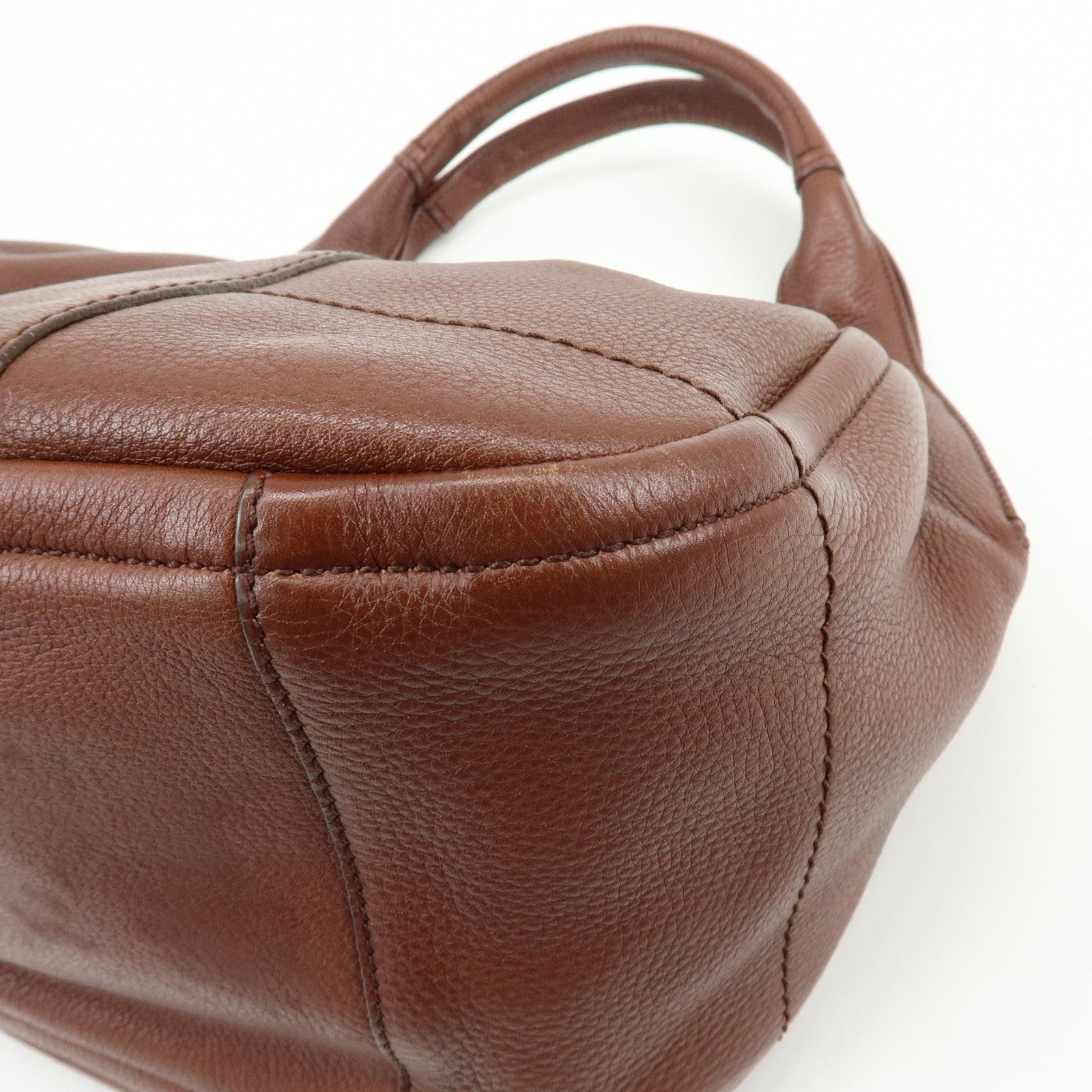 Ferragamo Gancini Leather Shoulder Bag Hand Bag Brown