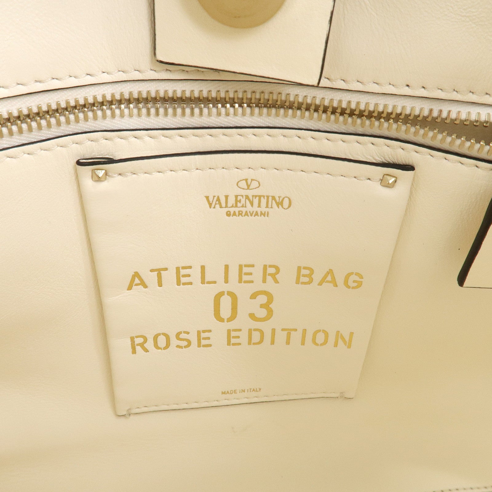 VALENTINO Leather Hand Bag Atelier 03 Rose Edition Ivory