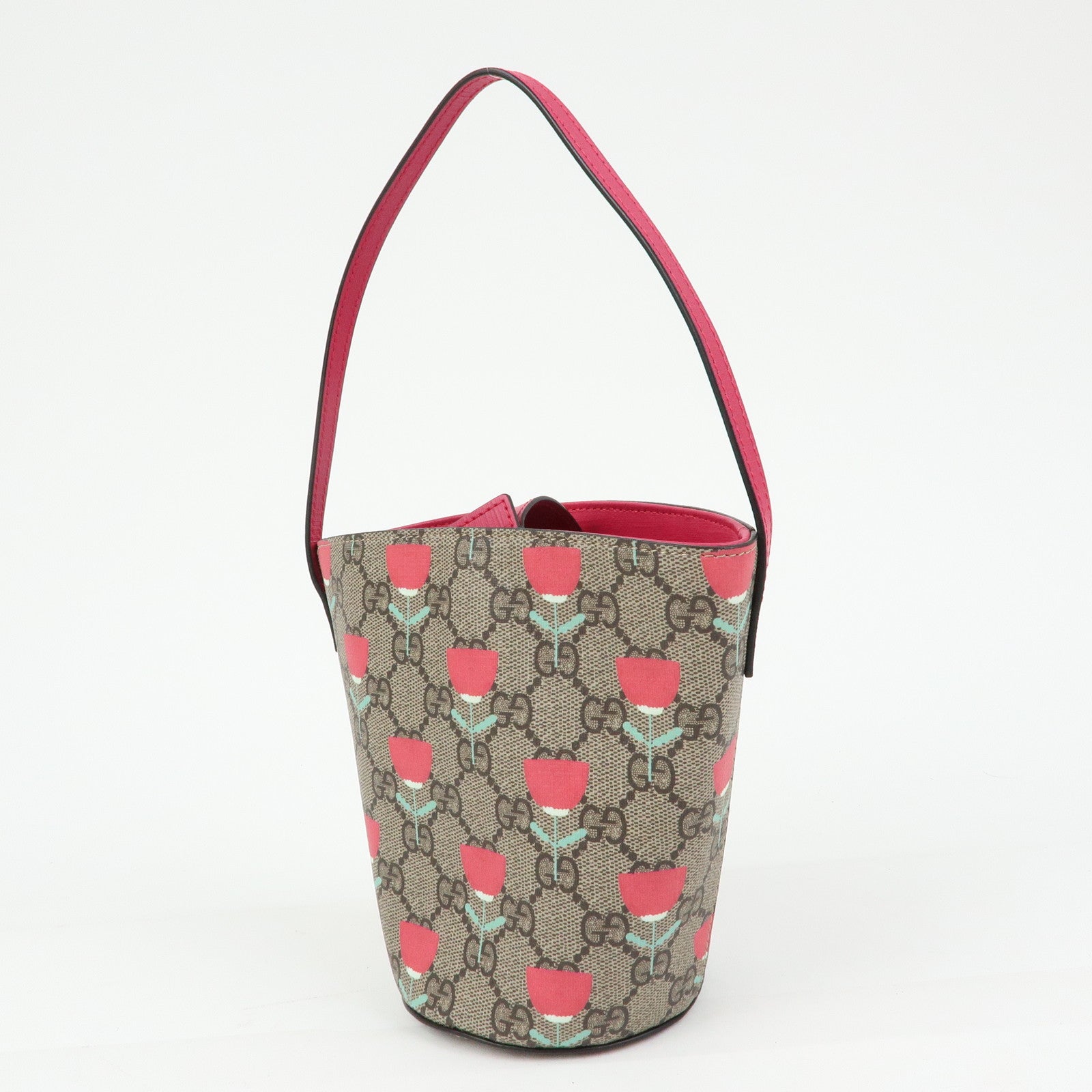 GUCCI Childrens GG Supreme Hand Bag Flower Print Beige Pink 752356