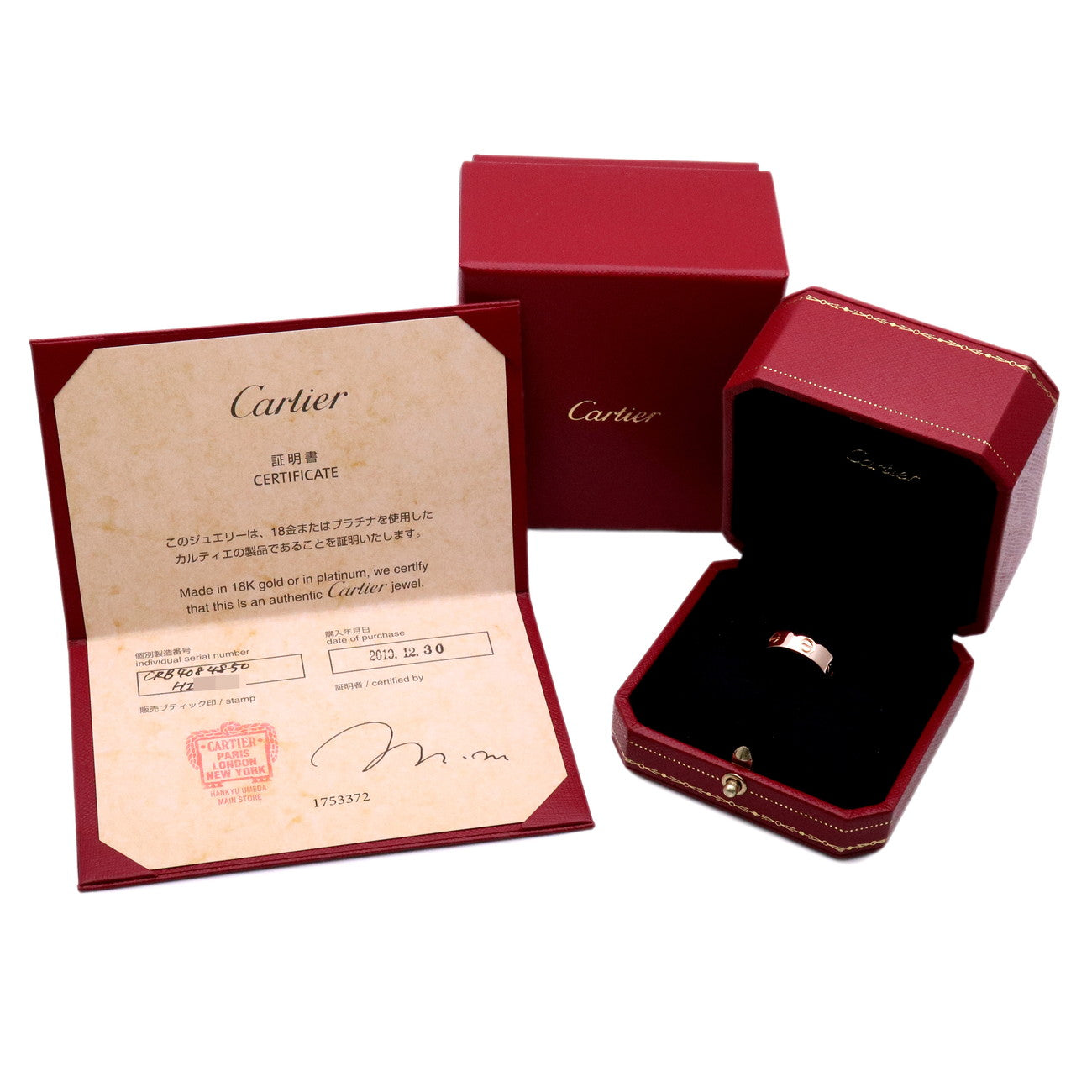 Cartier Love Ring #50 K18PG 750PG Rose Gold US5-5.5 EU50 HK11.5