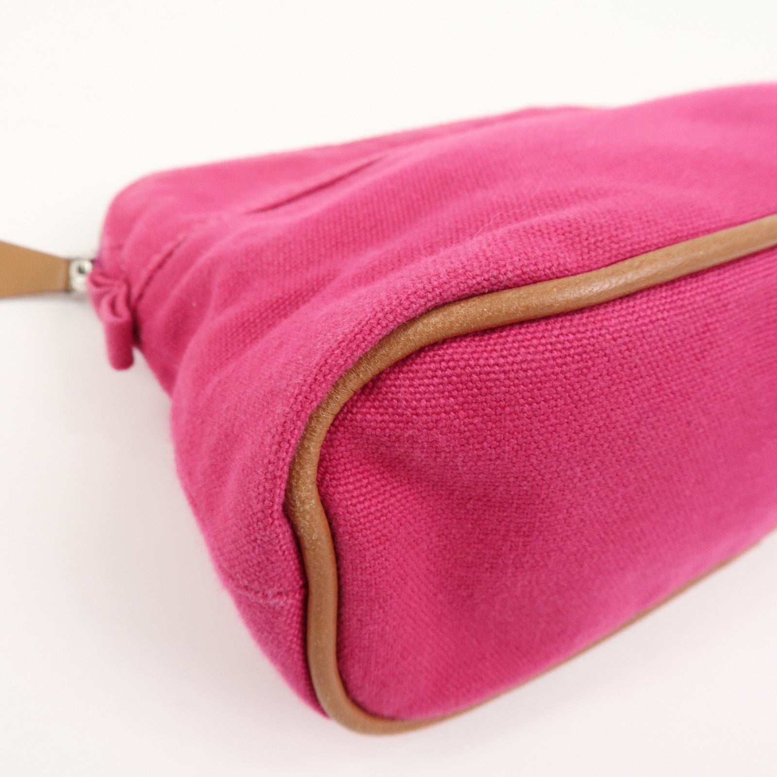 HERMES Canvas Leather Bolide Pouch PM Cosmetic Pouch Pink
