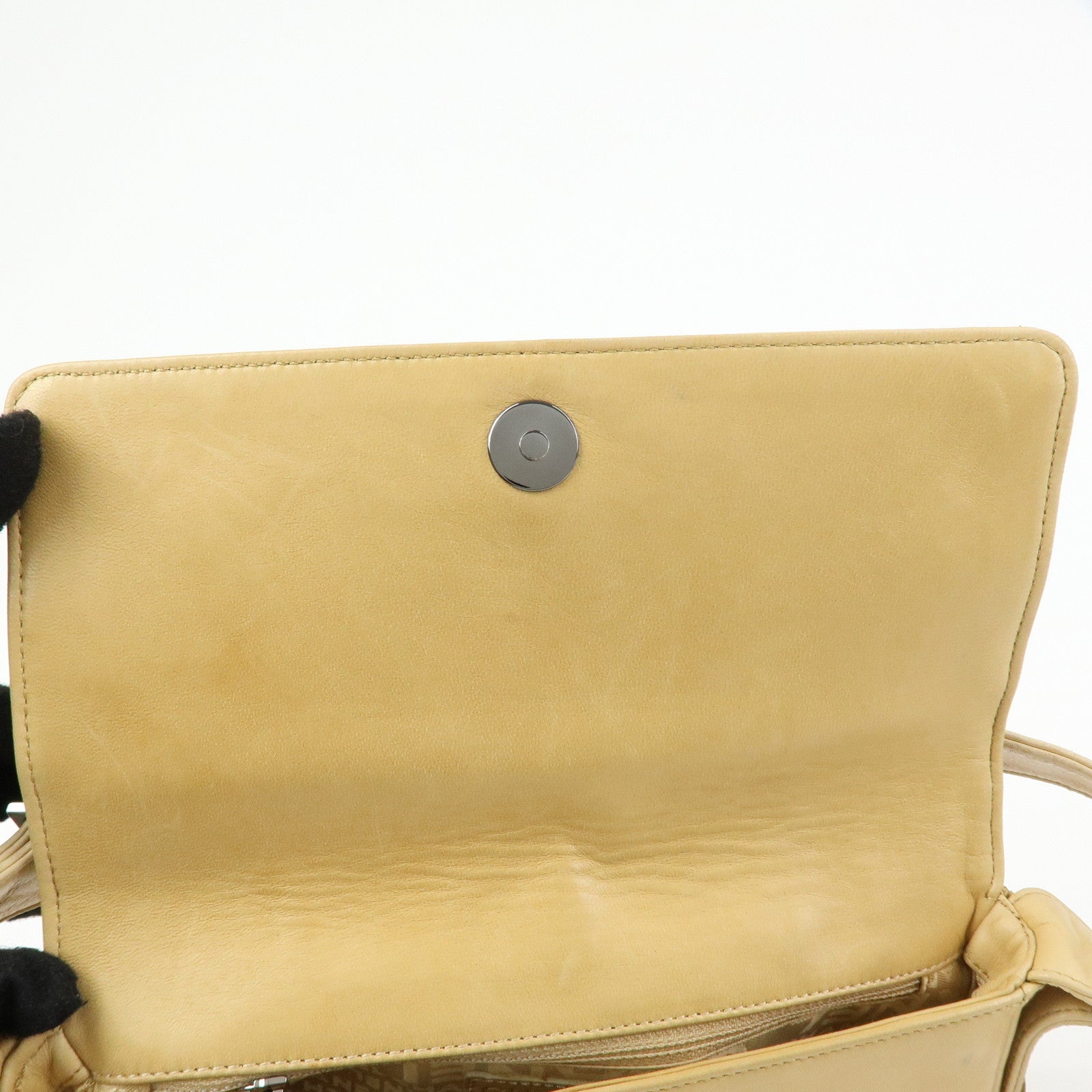 CHANEL Lamb Skin Shoulder Bag Hand Bag Beige