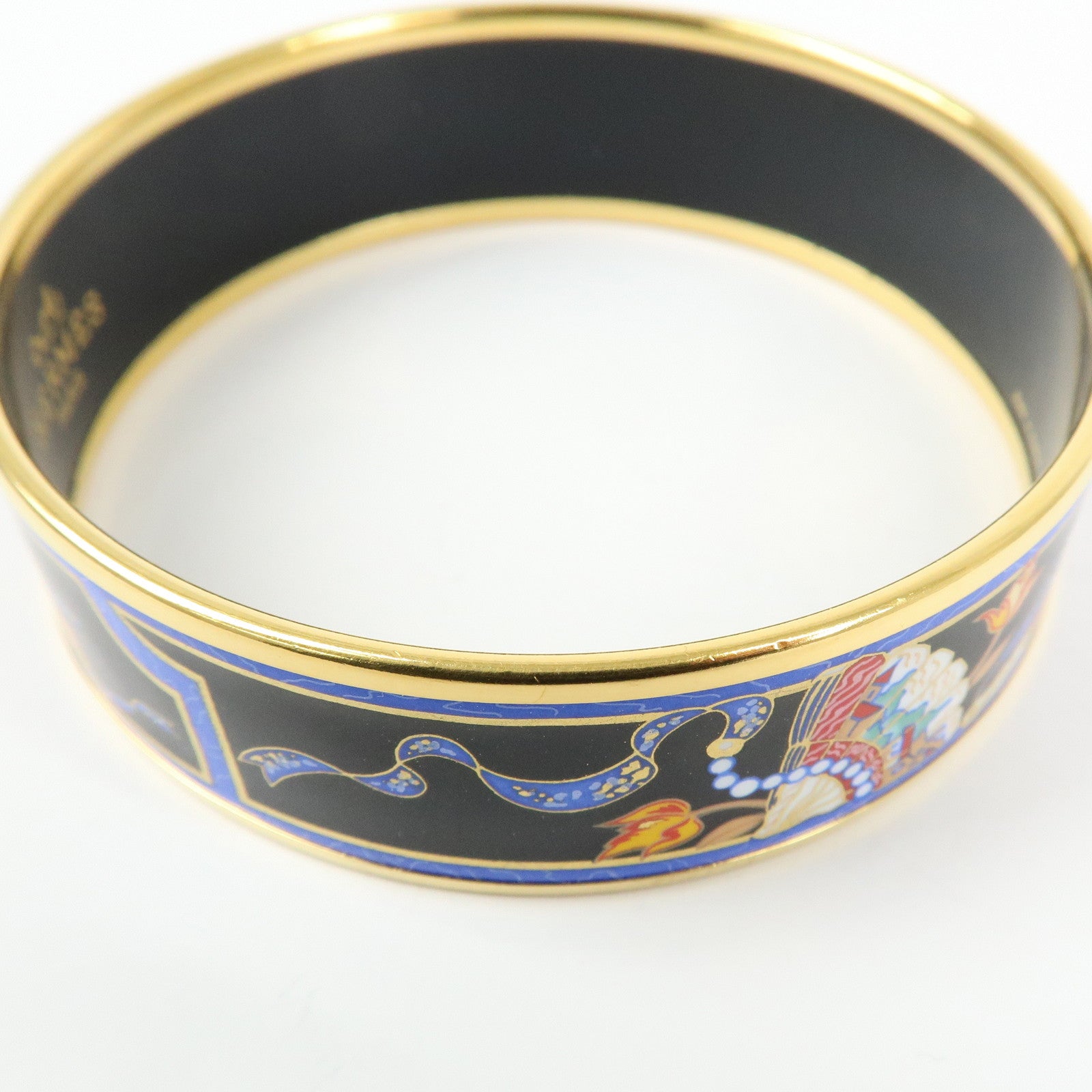 HERMES Email GM Bangle Gold Plated Bracelet Gold Black