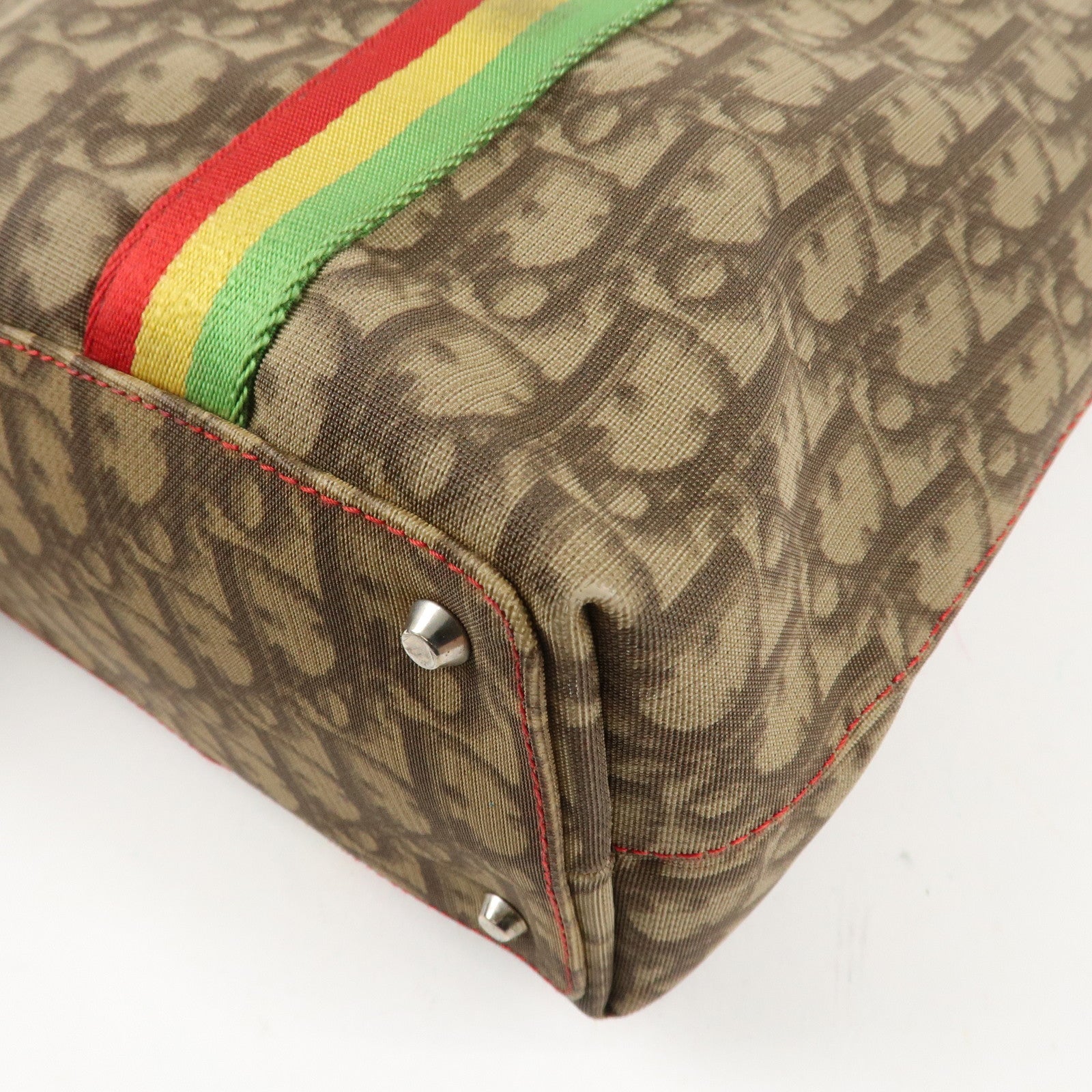 Christian Dior Rasta Line Trotter PVC Leather Tote Bag Hand Bag Brown Used