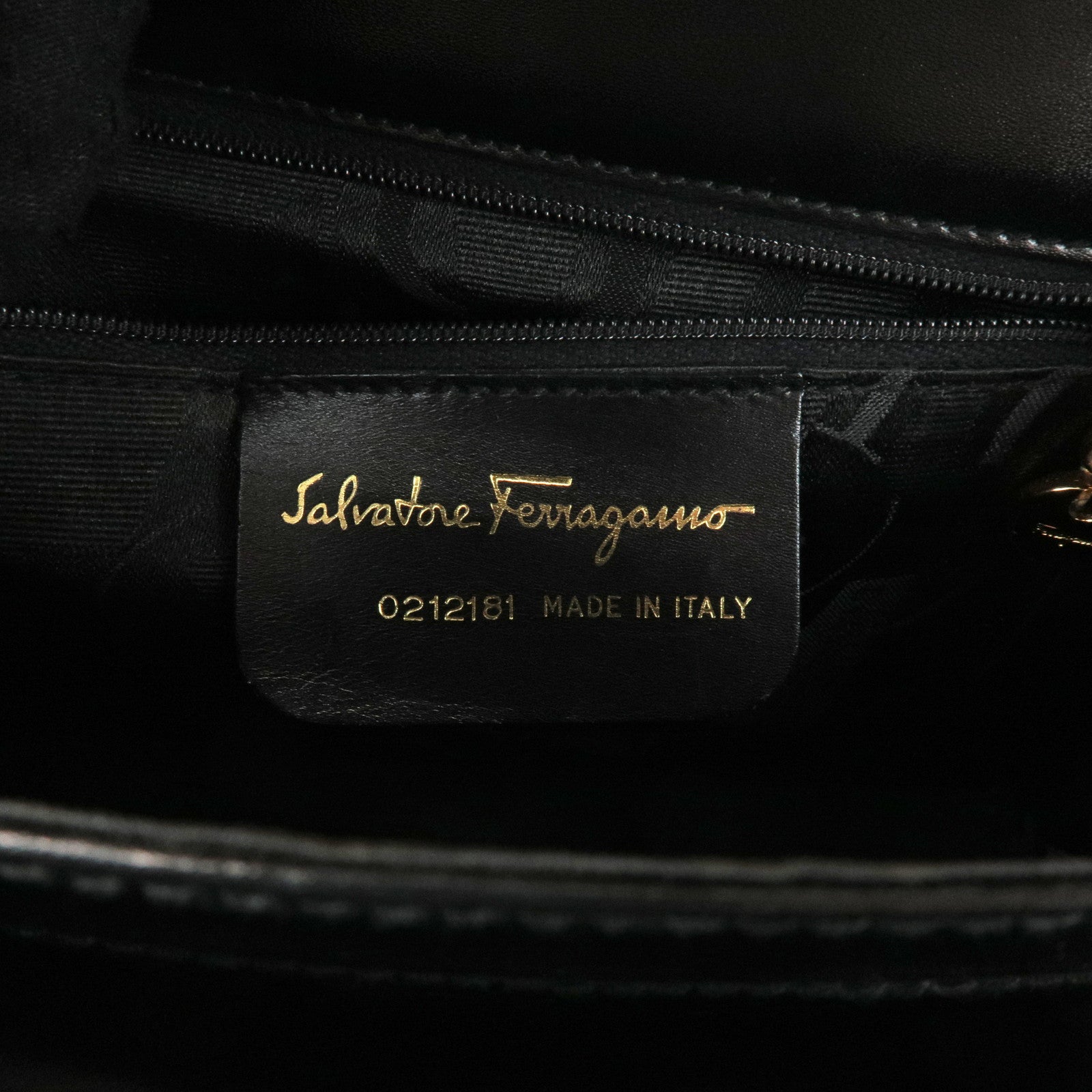 Ferragamo Gancini Calf Leather 2Way Bag Hand Shoulder Bag Black