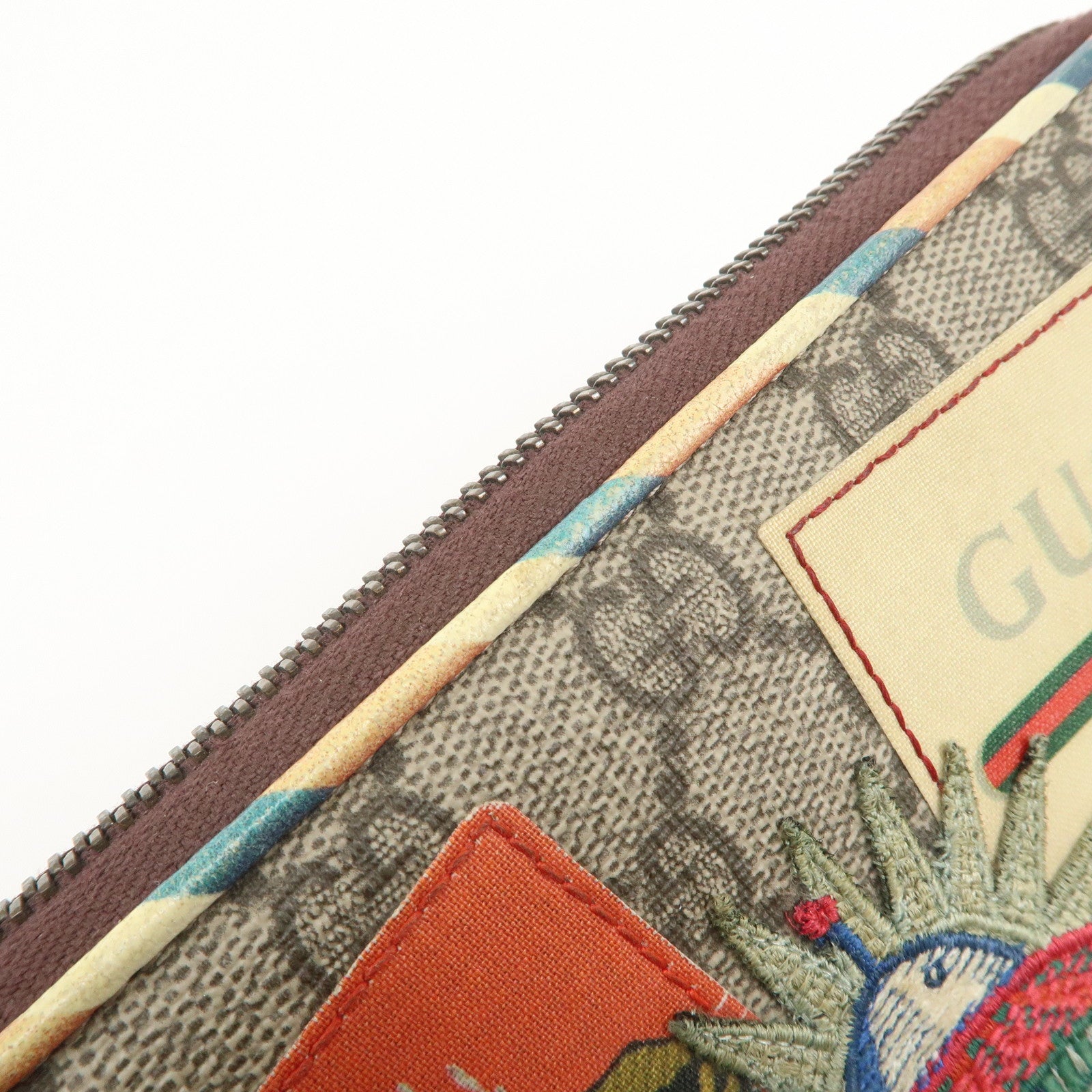 GUCCI GG Supreme Courier Round Zippy Long Wallet Beige 473909