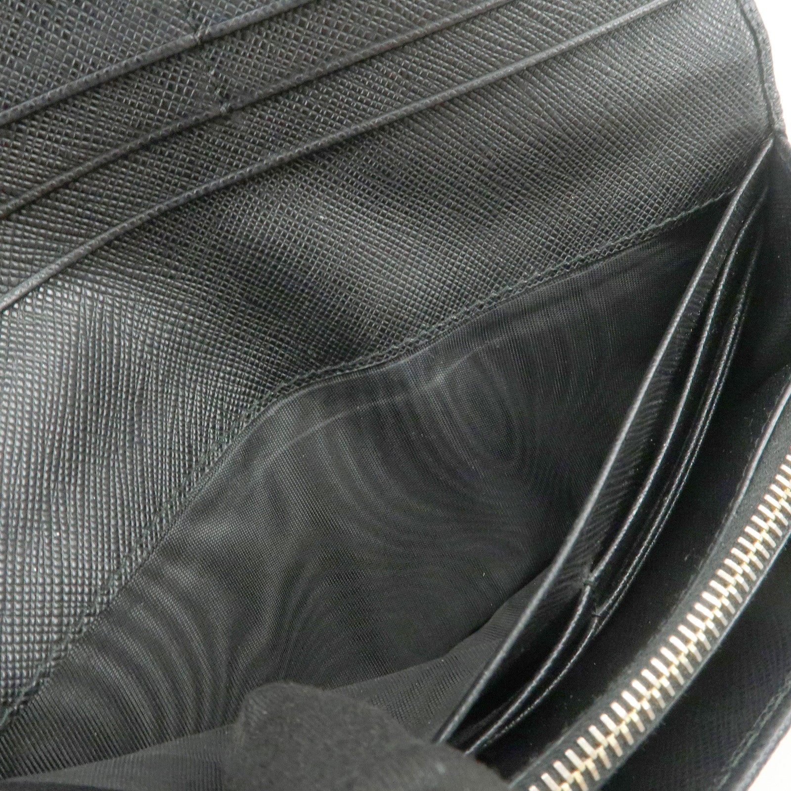 PRADA Saffiano Leather Flap Bi-Fold Long Wallet Black 1MH132
