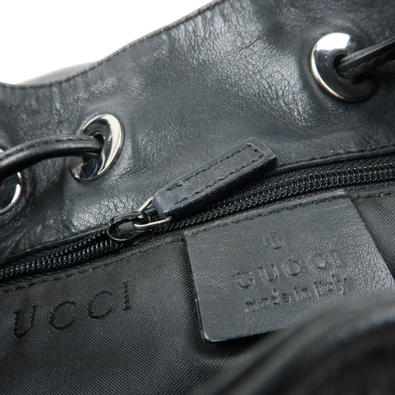 GUCCI Bamboo Leather Shoulder Bag Hand Bag Black 0014033