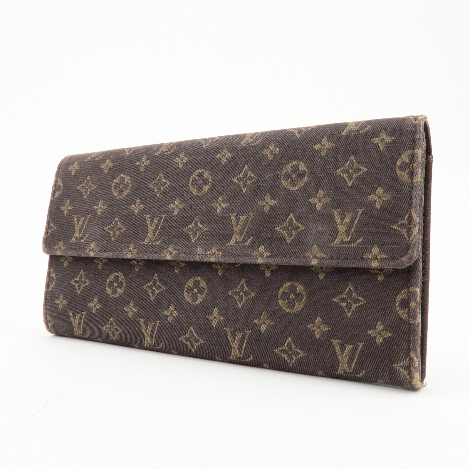 Louis Vuitton Monogram Mini Lin Canvas Long Wallet Brown M95234