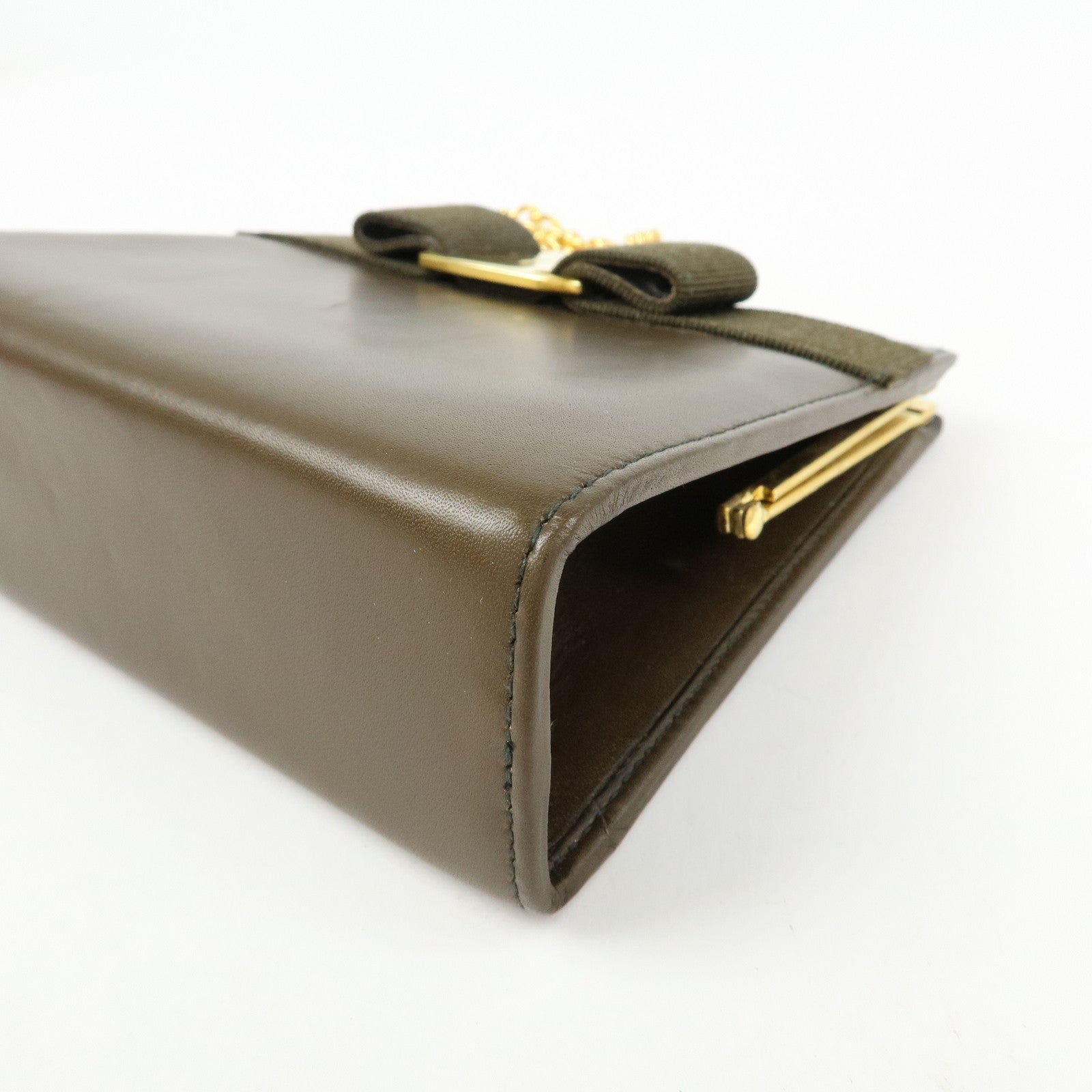 Ferragamo Vara Ribbon Leather Chain Mini Shoulder Bag Brown