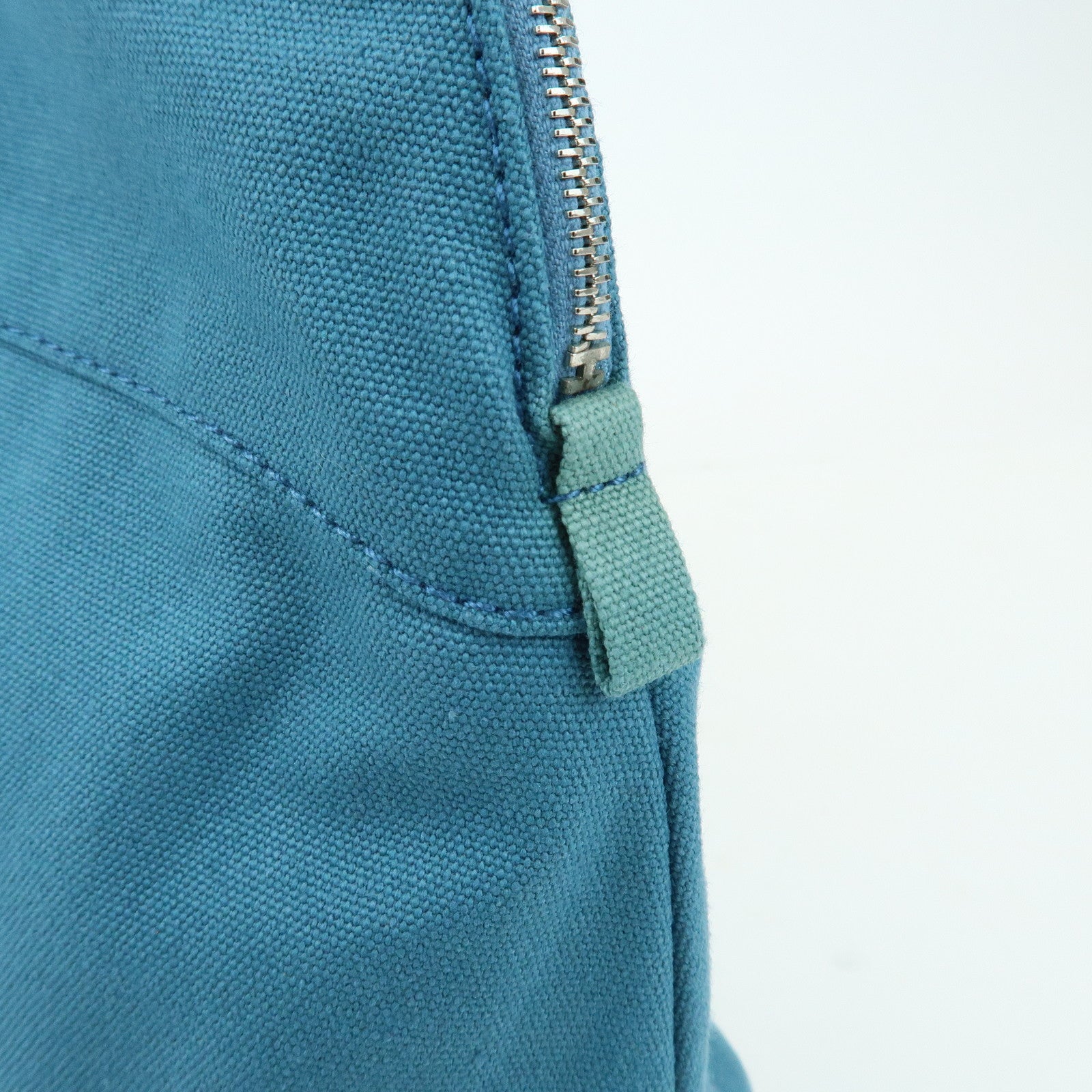 HERMES Cotton Canvas Bolide Cosmetic Pouch TGM Pouch Blue