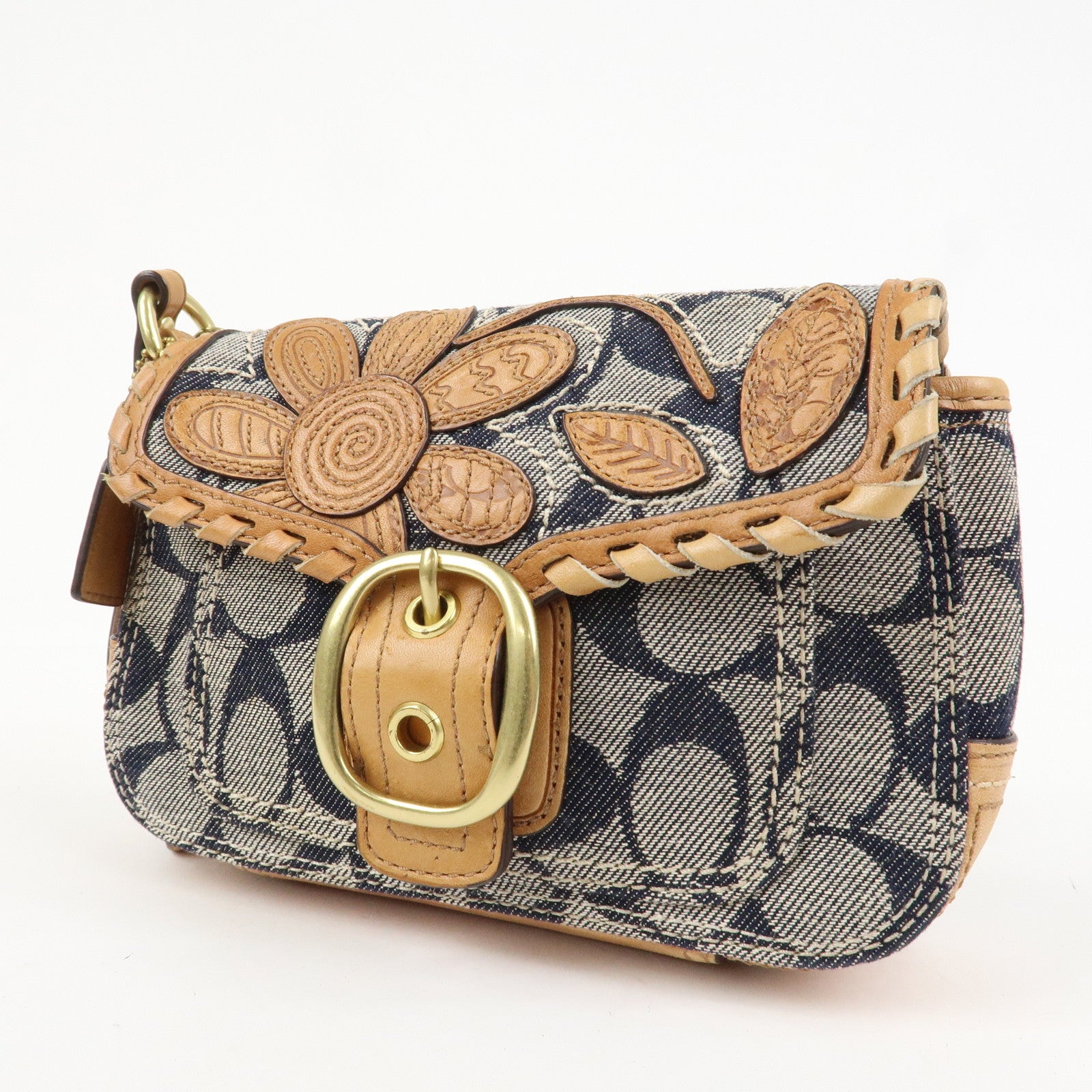 COACH Set Of 3 Leather Canvas Hand Bag Shoulder bag Red Navy White