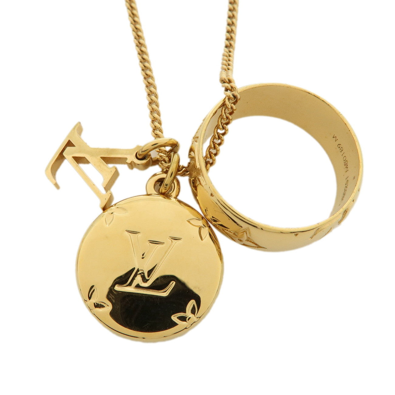Louis Vuitton Monogram Ring Necklace M Gold M80189
