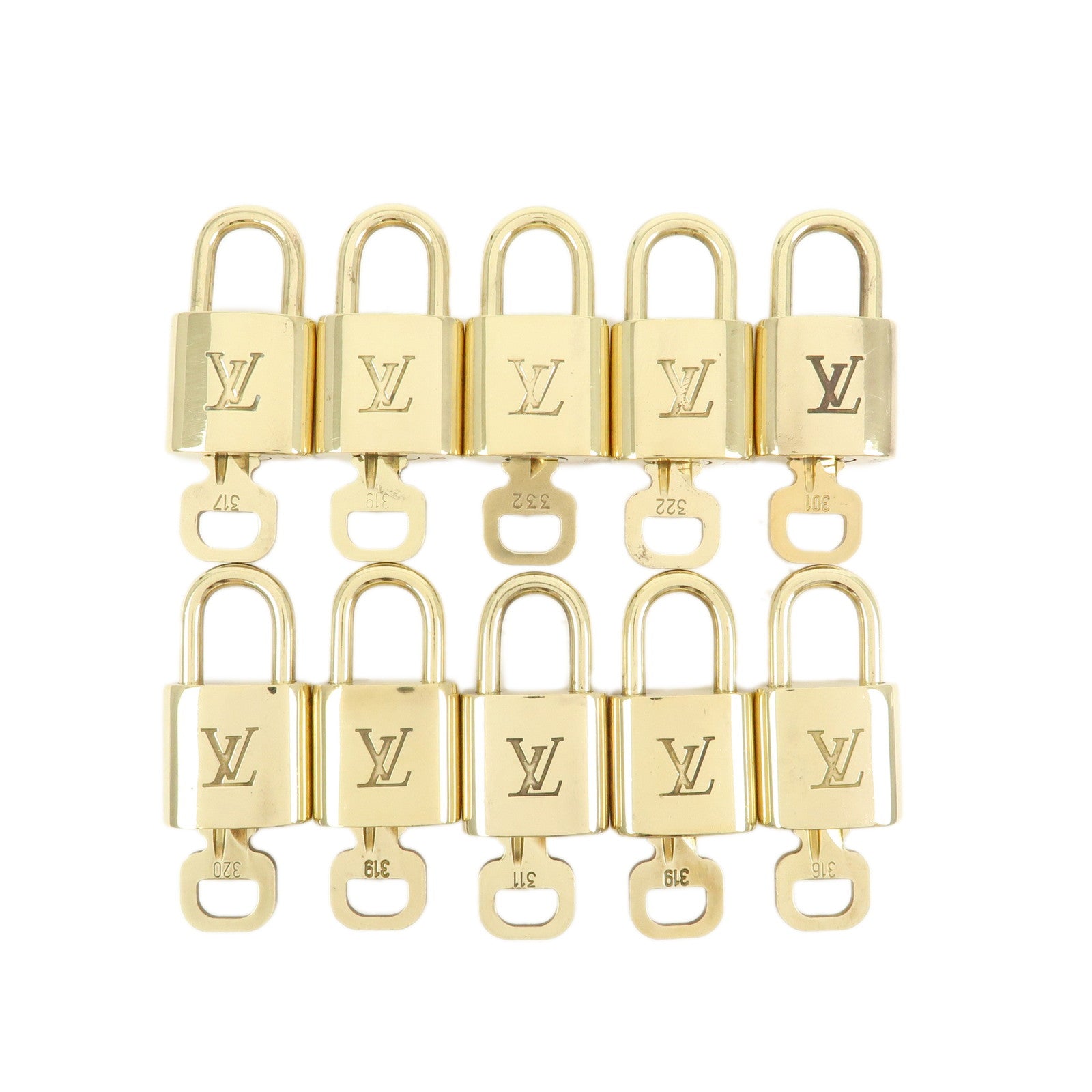 Louis Vuitton Set of 10 Lock & Key Cadena Key Lock Gold