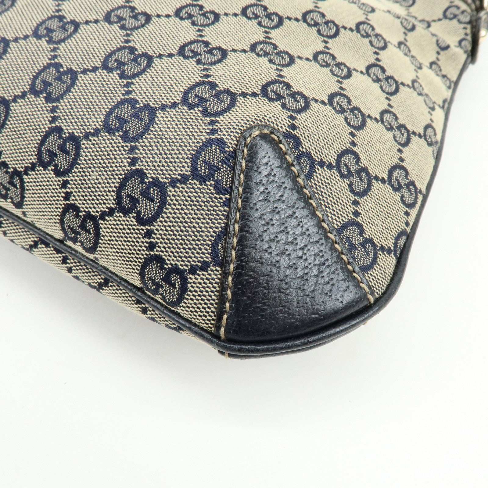 GUCCI Horsebit Sherry GG Canvas Leather Shoulder Bag Beige 145826
