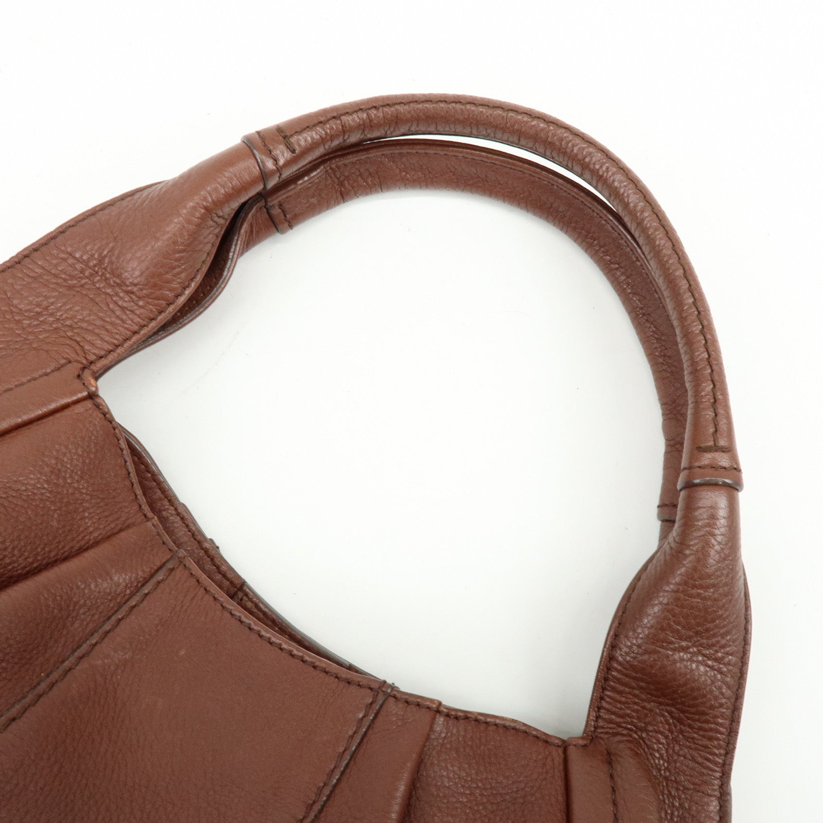 Ferragamo Gancini Leather Shoulder Bag Hand Bag Brown