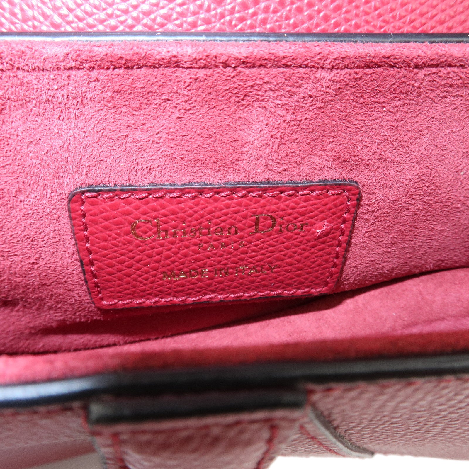 Christian Dior CD Logo Leather Saddle Bag Mini Hand Bag Red