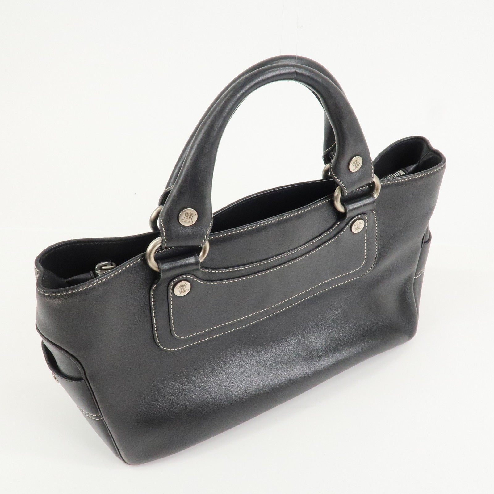 CELINE Boogie Bag Leather Hand Bag Tote Bag Black