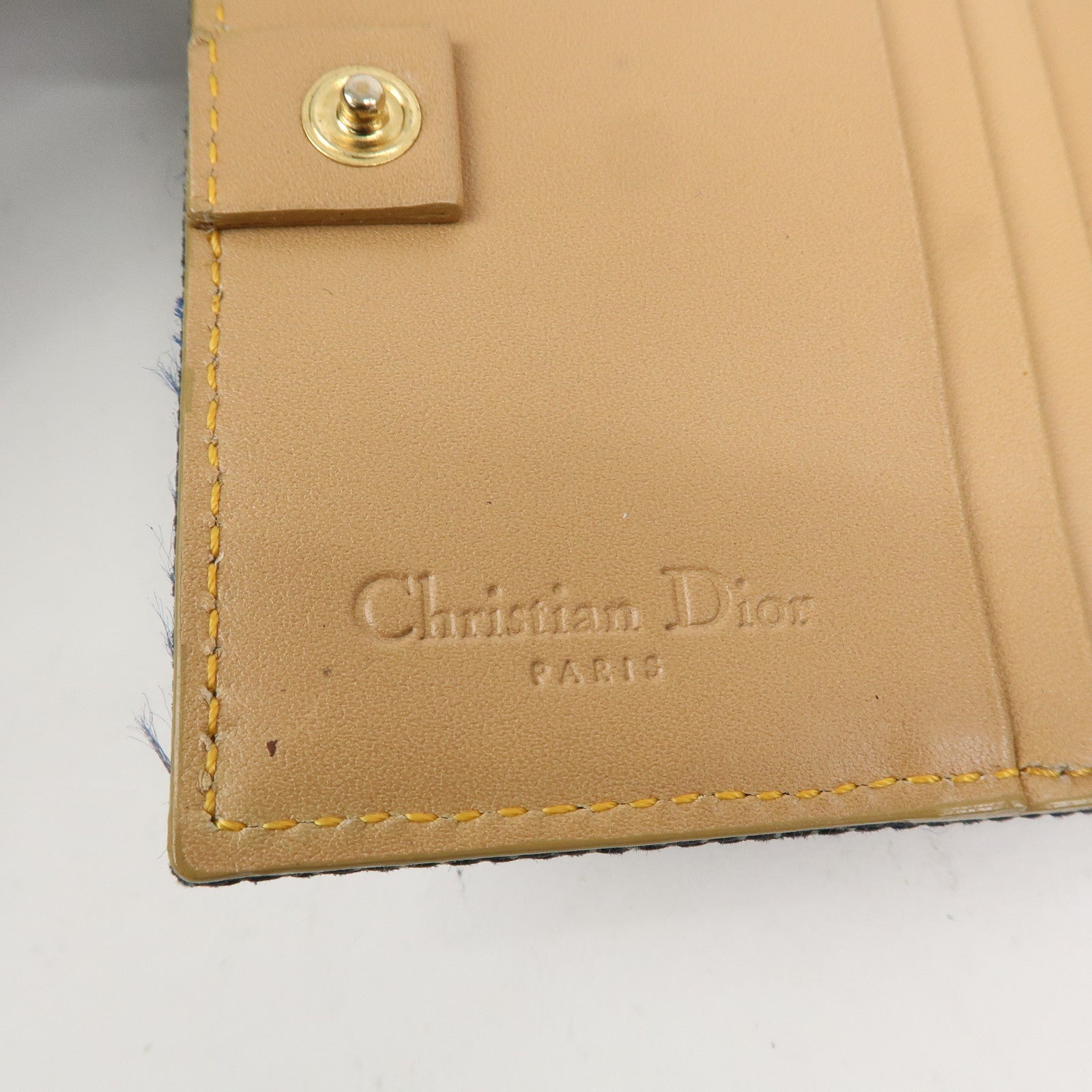 Christian Dior Saddle Denim Leather Compact Wallet Indigo Blue