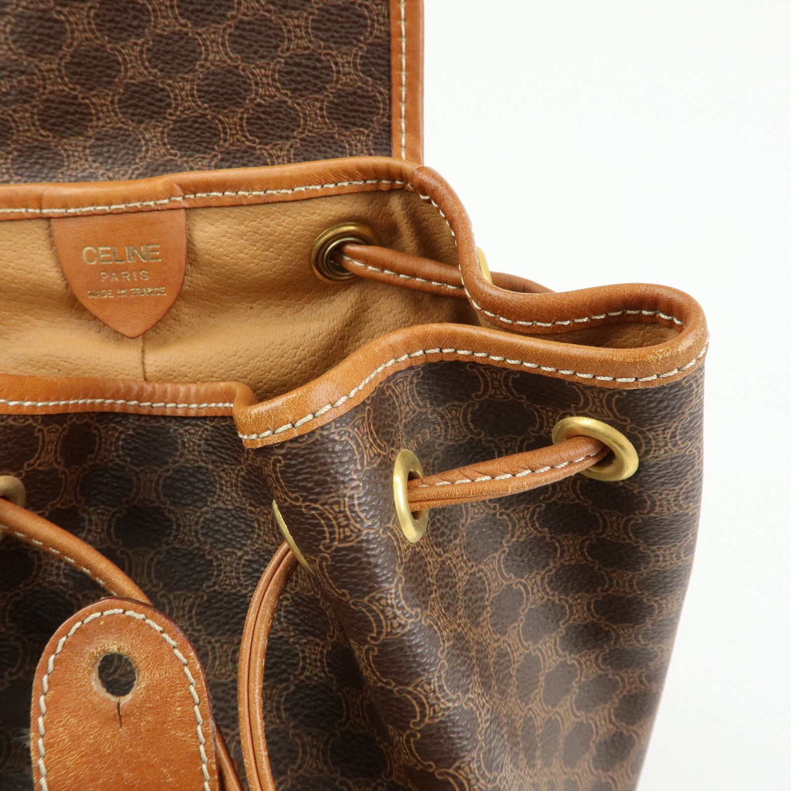 CELINE Macadam PVC Coated Canvas Leather Backpack Brown