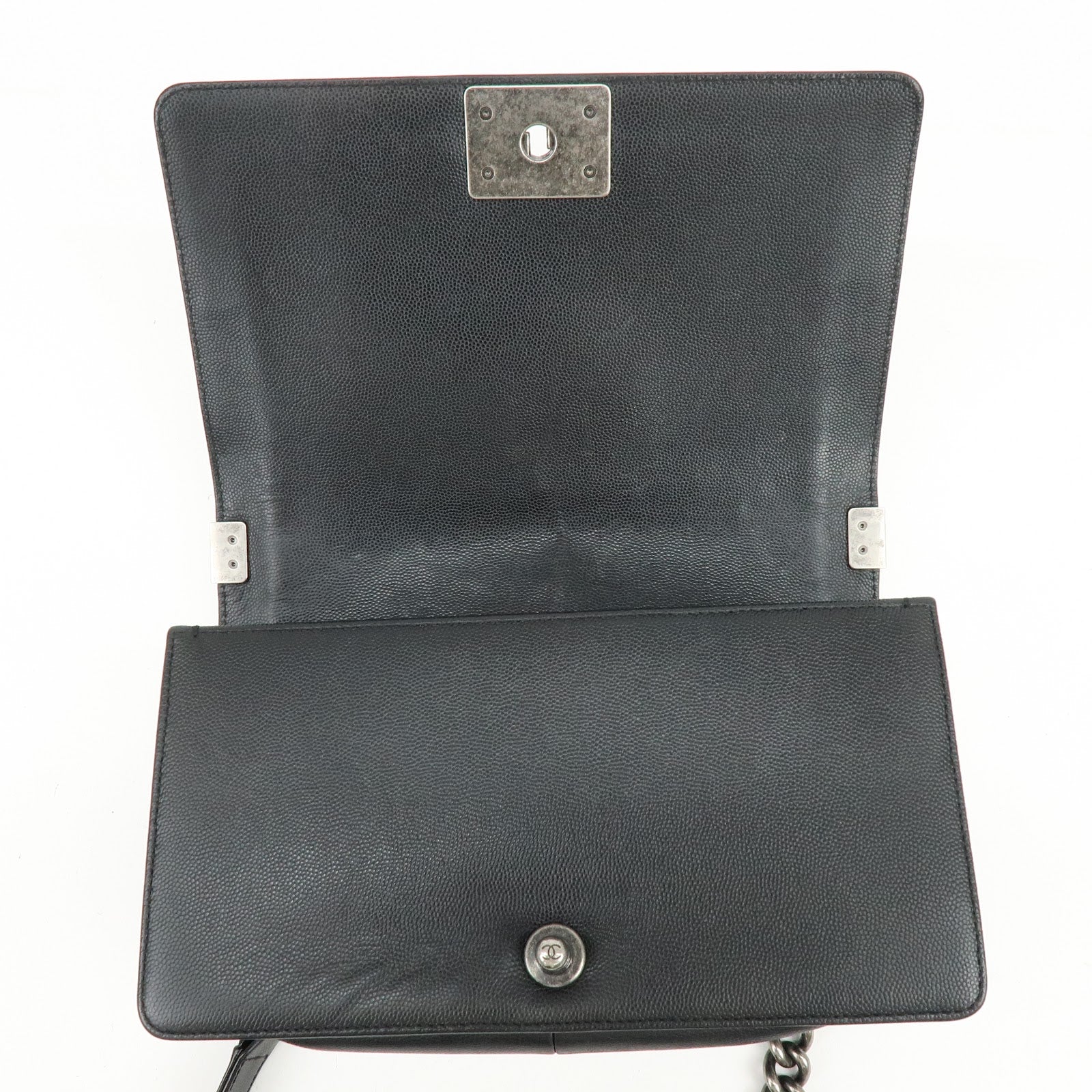 CHANEL Boy Chanel Caviarskin Chain Shoulder Bag Crossbody Bag Black