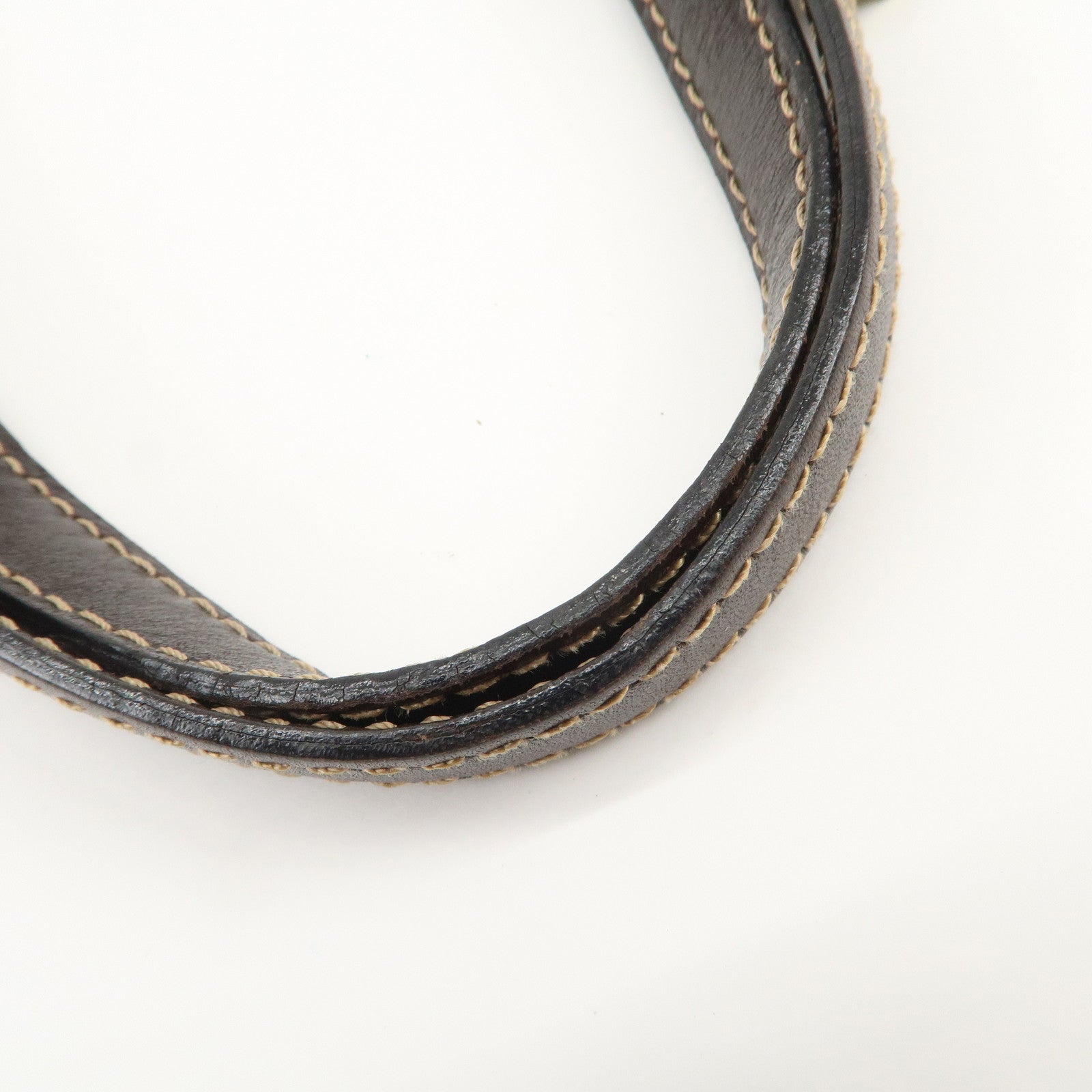 FENDI Zucca Canvas Leather Shoulder Bag Hand Bag Brown Black