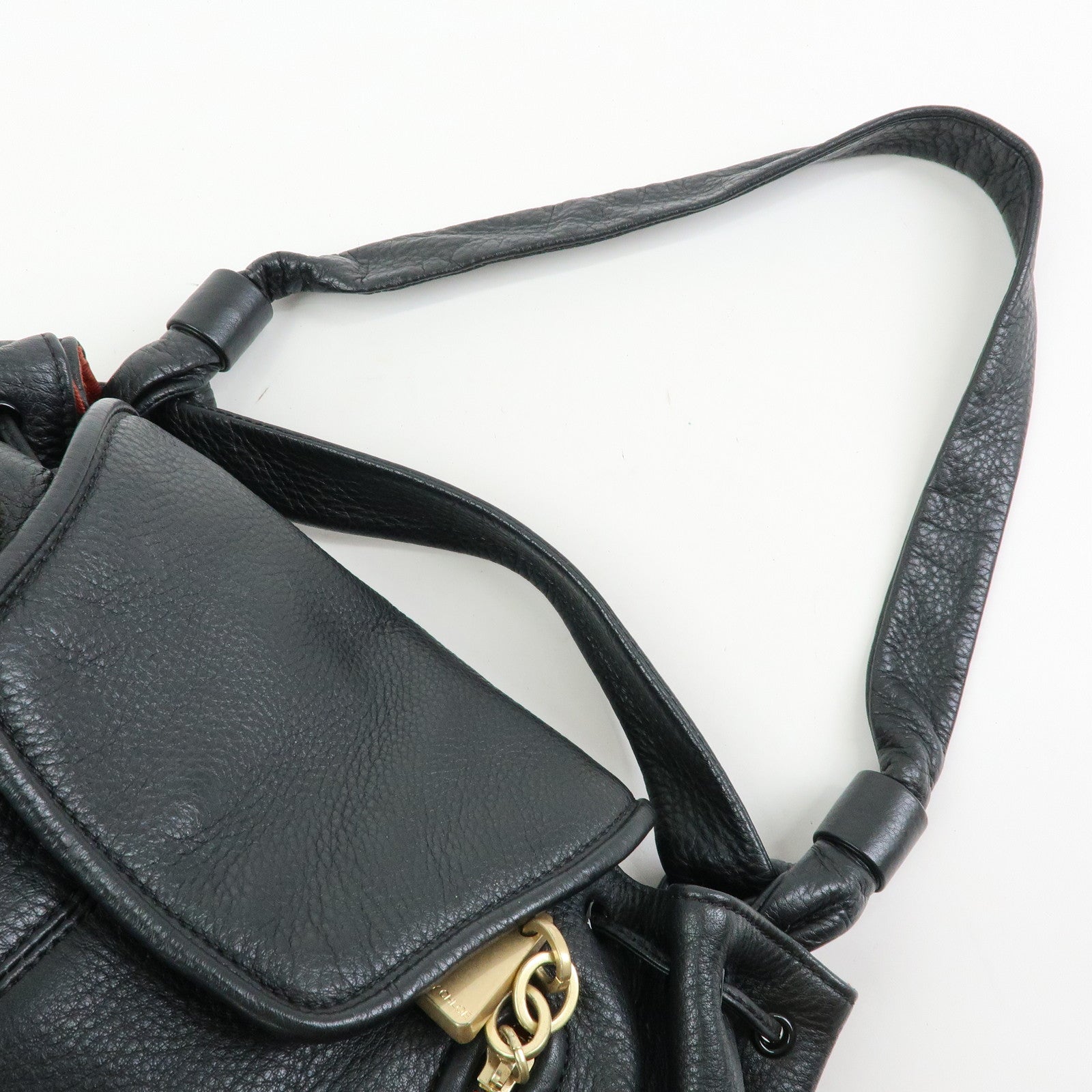 Chloe See By Chloe Leather Shoulder Bag Tassel Charm Black