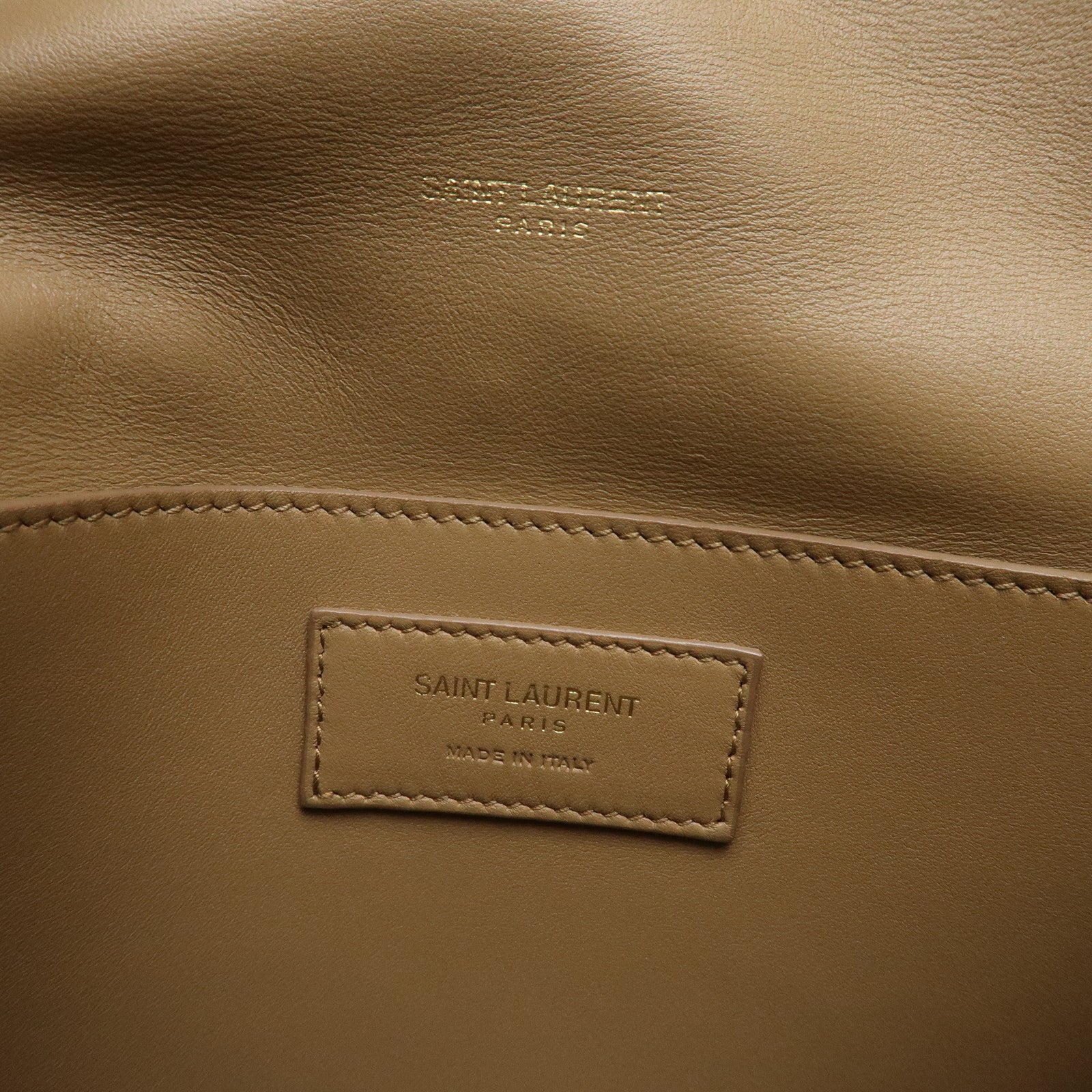 SAINT LAURENT PARIS Niki Mouton Leather Shoulder Bag Light Brown