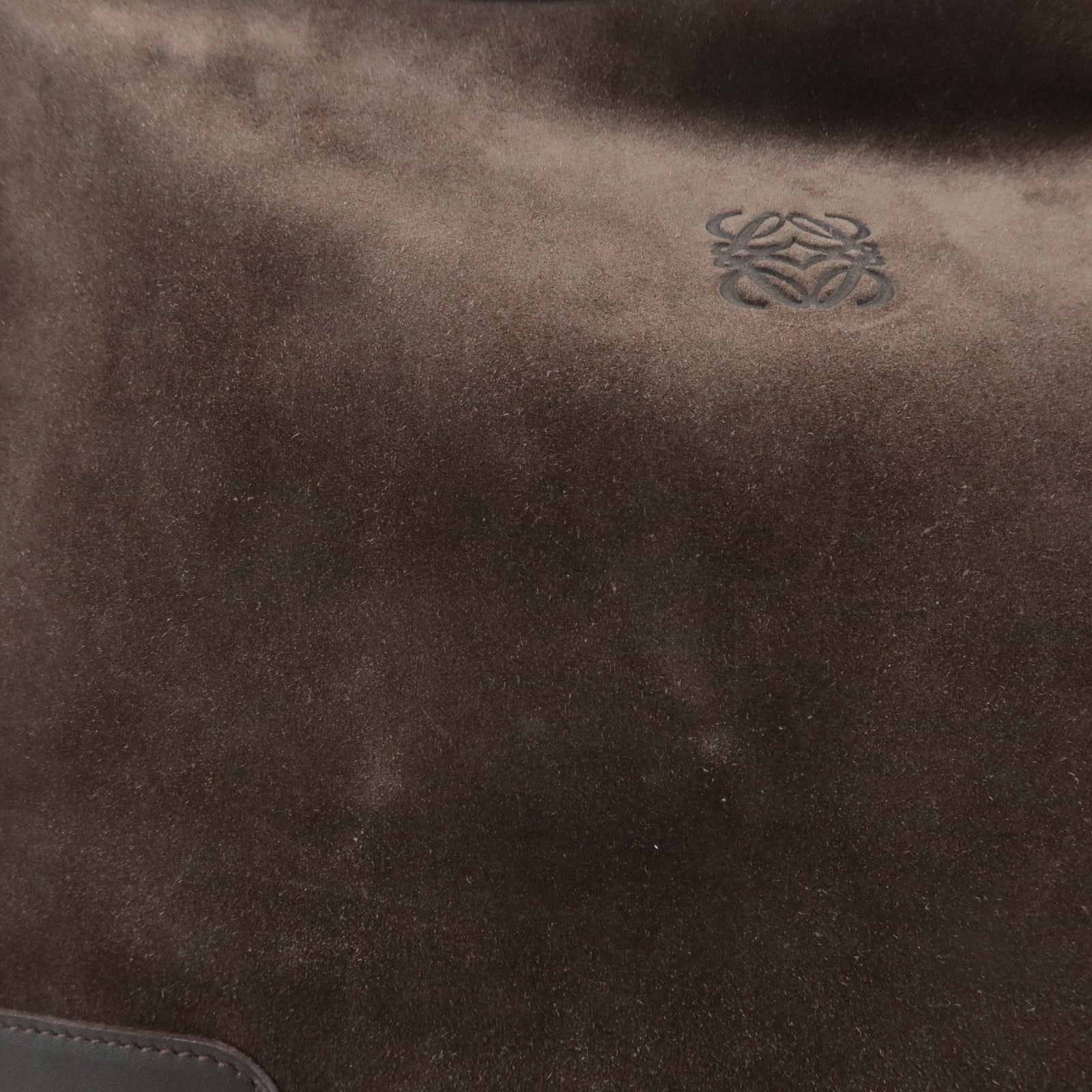 LOEWE Anagram Suede Leather Shoulder Bag Brown Used