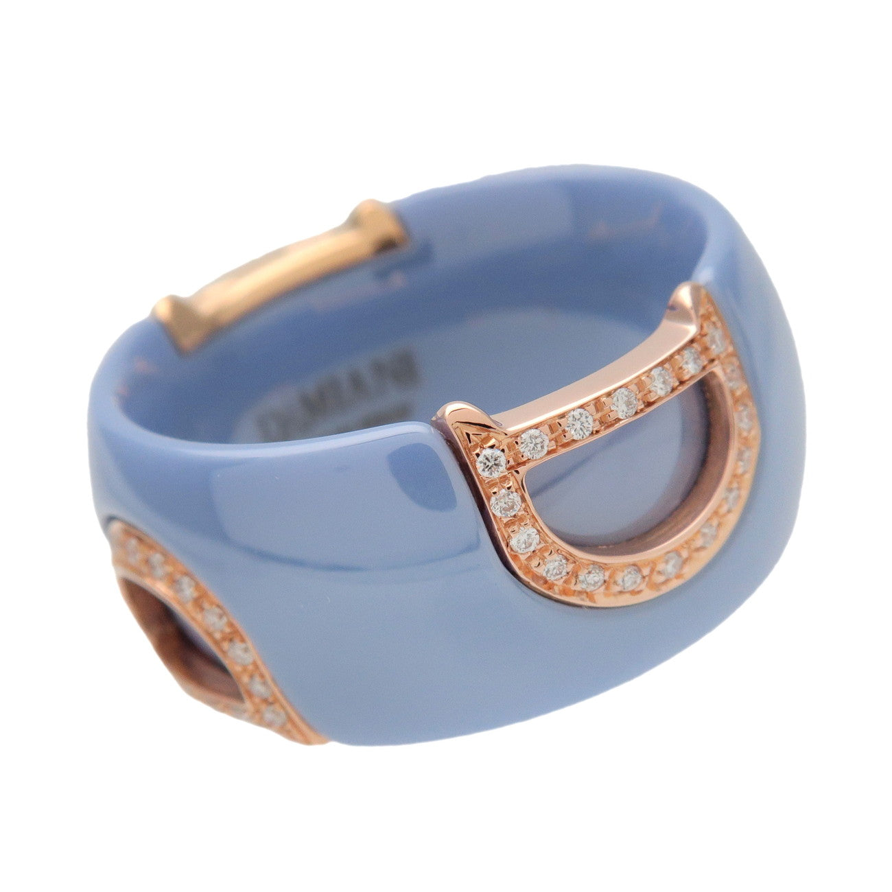 DAMIANI D.Icon Ceramic Diamond K18 750PG Ring Blue Rose Gold US6.5