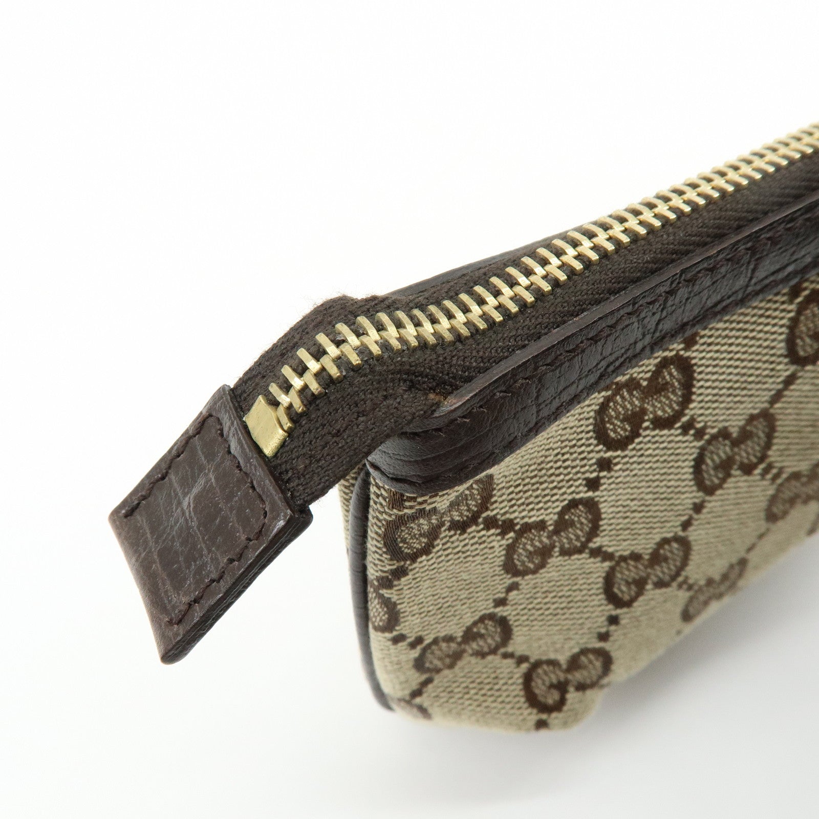 GUCCI Sherry GG Canvas Leather Pouch Jackie Charm Beige 152507