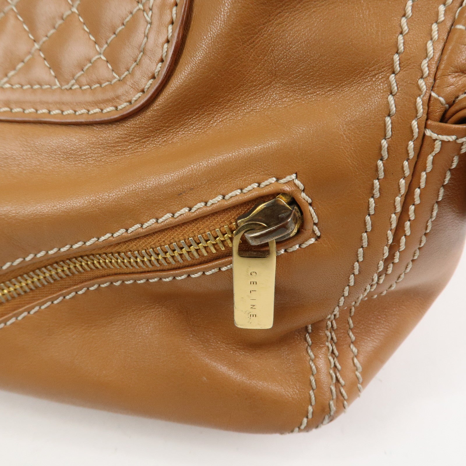 CELINE Macadam Leather Boogie Bag Hand Bag Tote Bag Brown