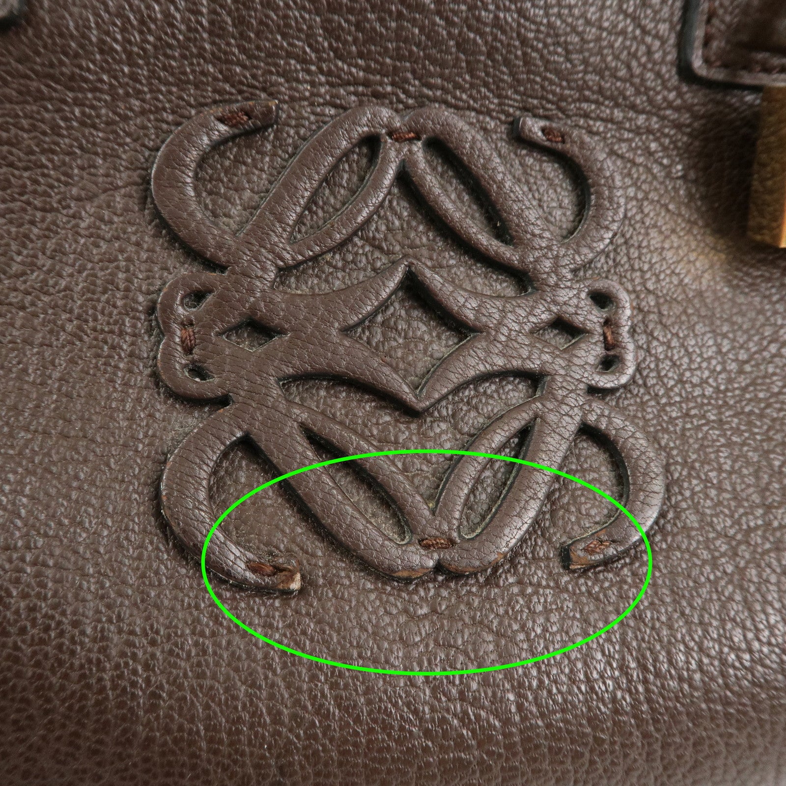 LOEWE Anagram Amazona 28 Leather Hand Bag Boston Bag Brown