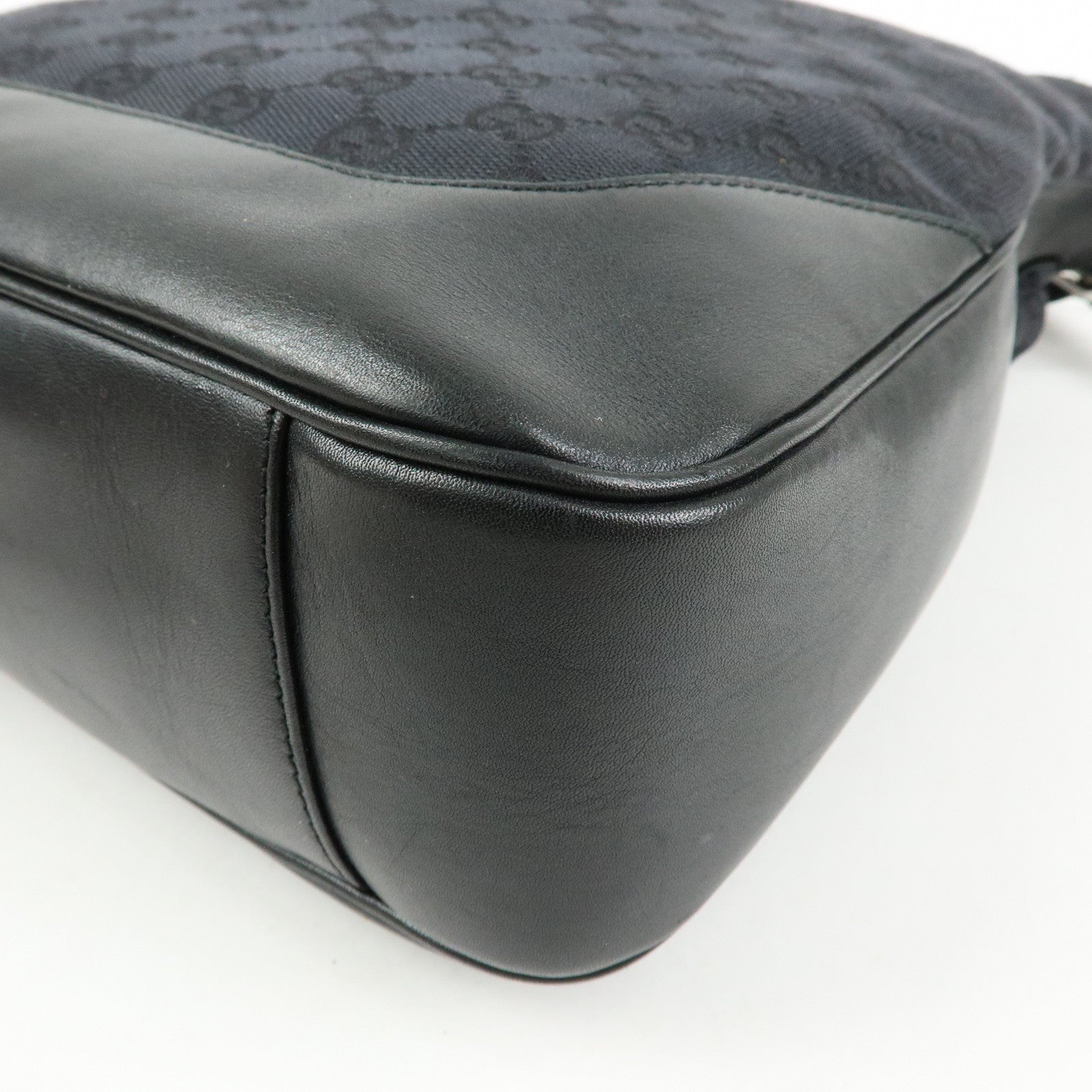 GUCCI Bamboo Sherry GG Canvas 2Way Bag Shoulder Bag Black 001・4058