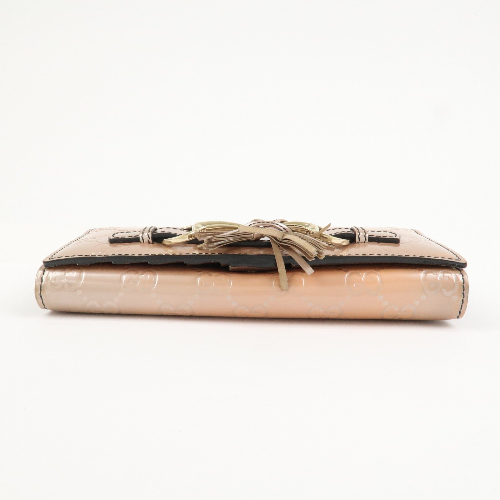 GUCCI Horsebit Guccissima Leather Chain Wallet Tassel Pink 295360