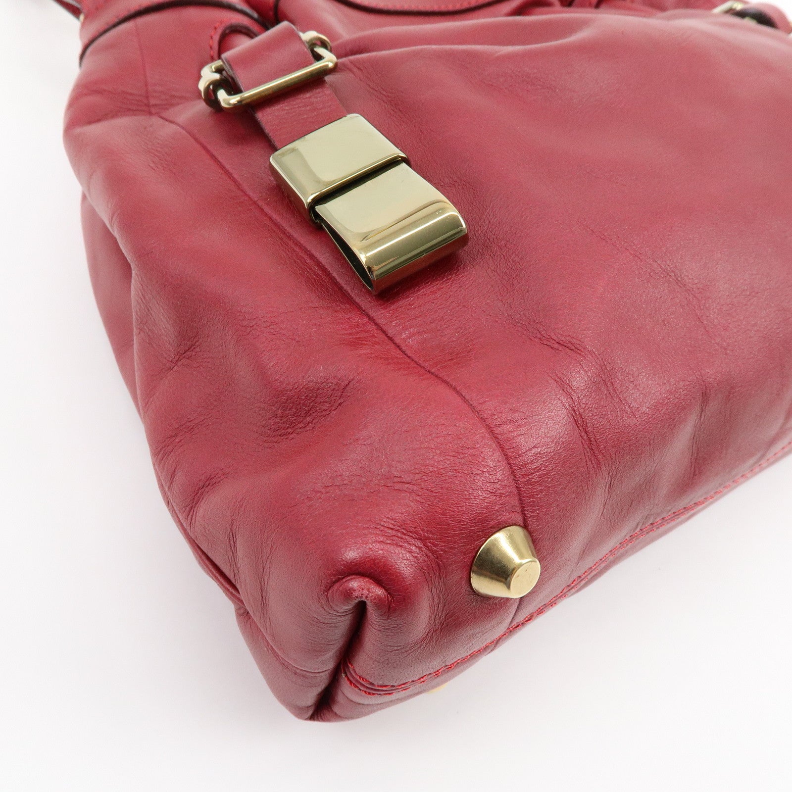 Chloe Victoria Leather 2Way Bag Shoulder Bag Hand Bag Red