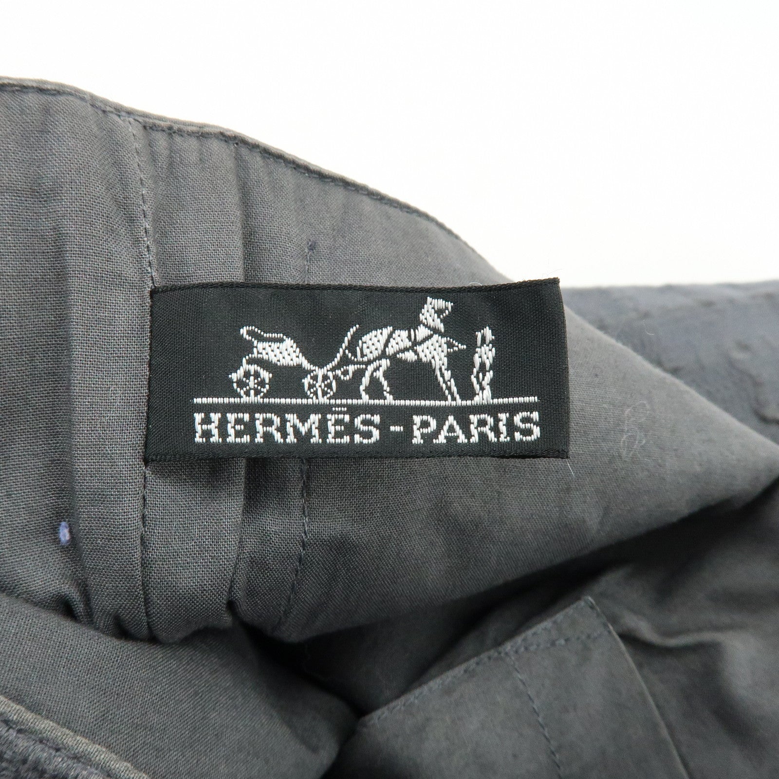 HERMES Amedaba GM Canvas Leather Tote Bag Hand Bag Gray