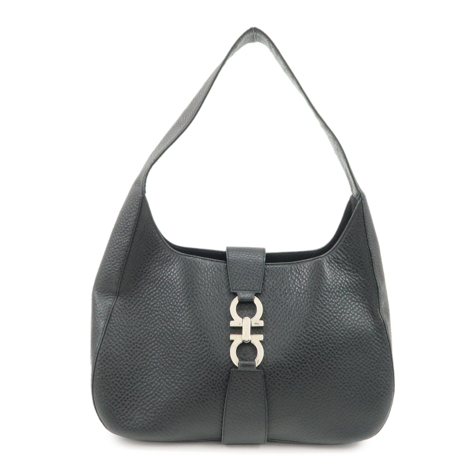 Ferragamo Gancini Shoulder Bag Hand Bag Black