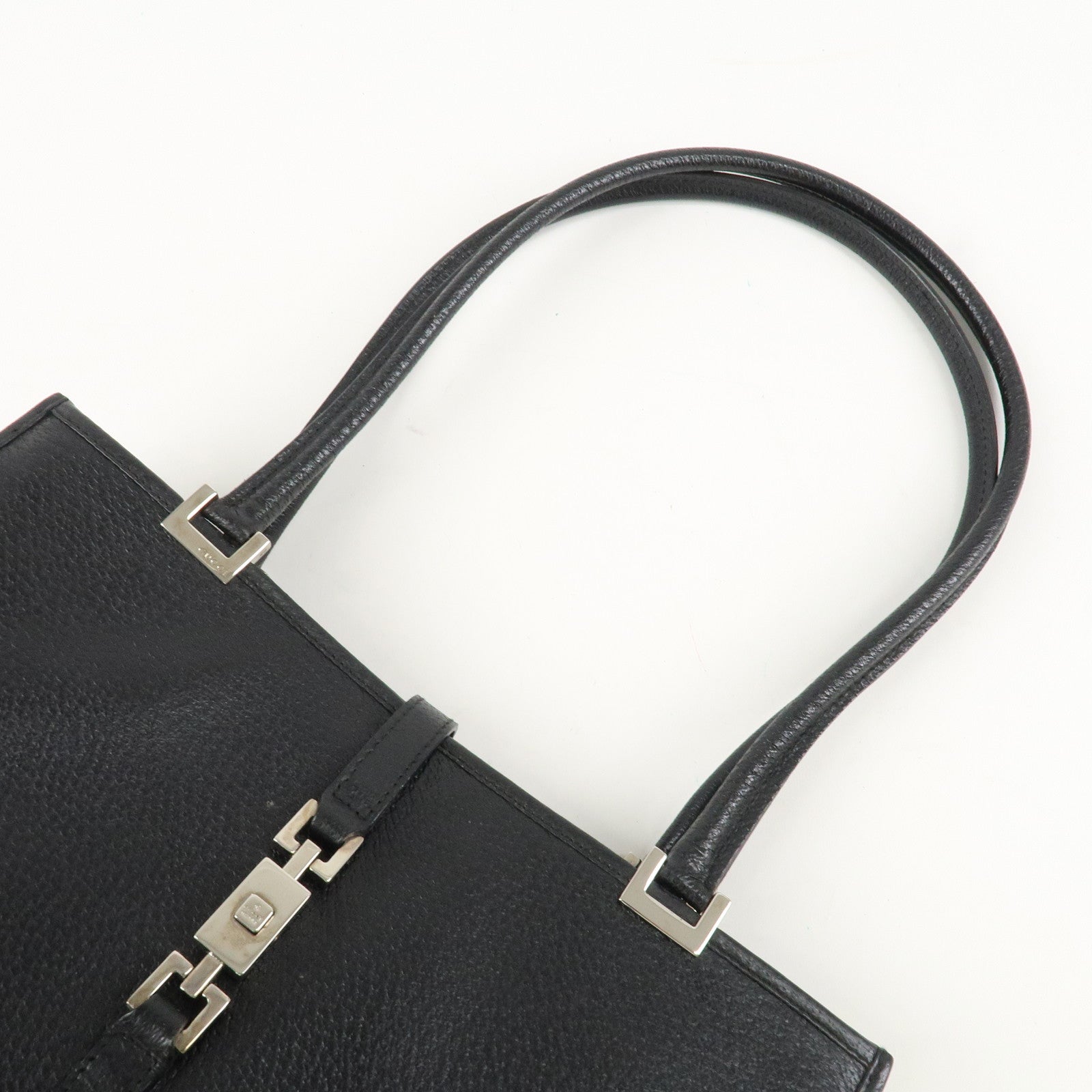 GUCCI Jackie Leather Shoulder bag Tote Bag 002.1073 Black Silver HDW Used