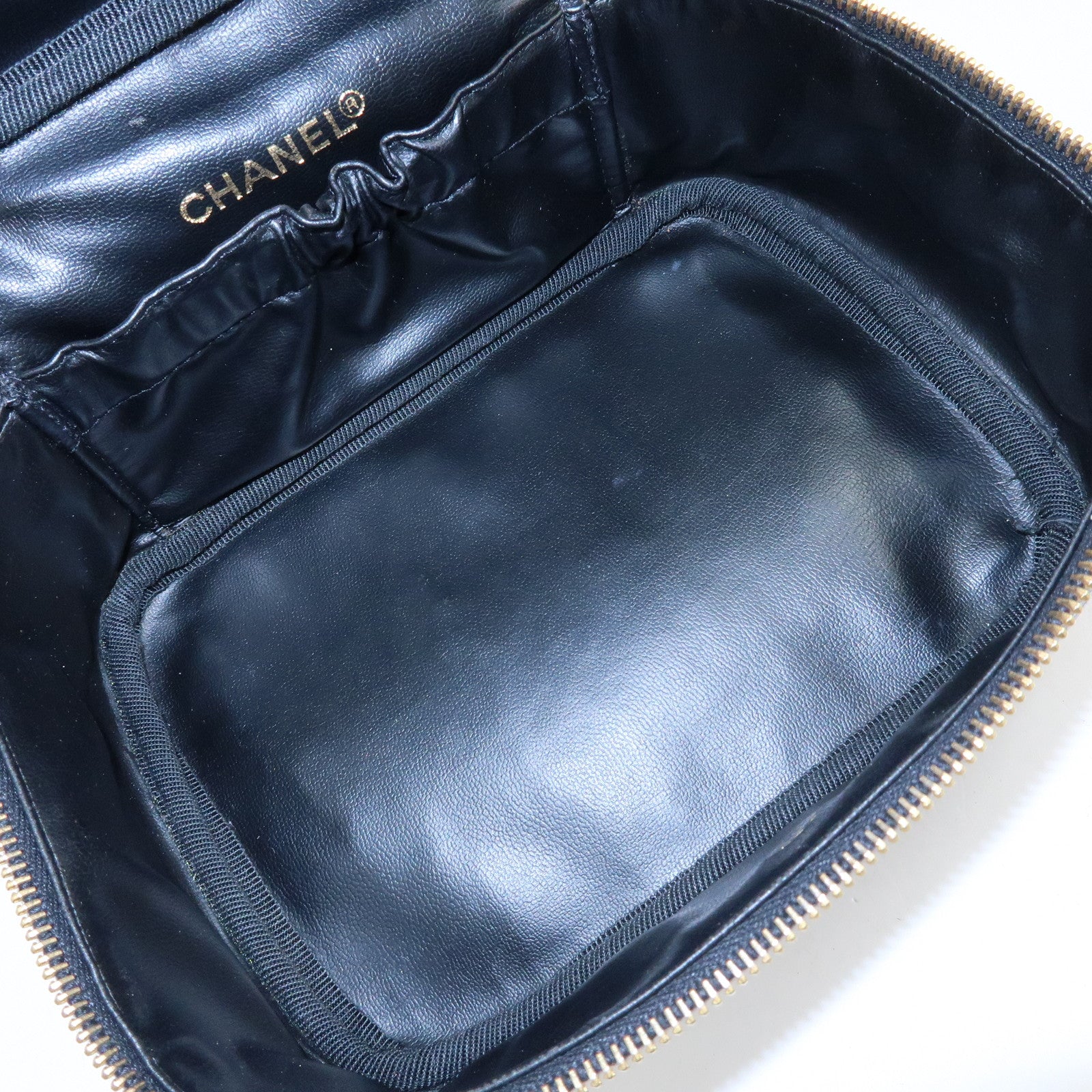 CHANEL COCO Mark Caviarskin Hand Bag Vanity Case Black A01997