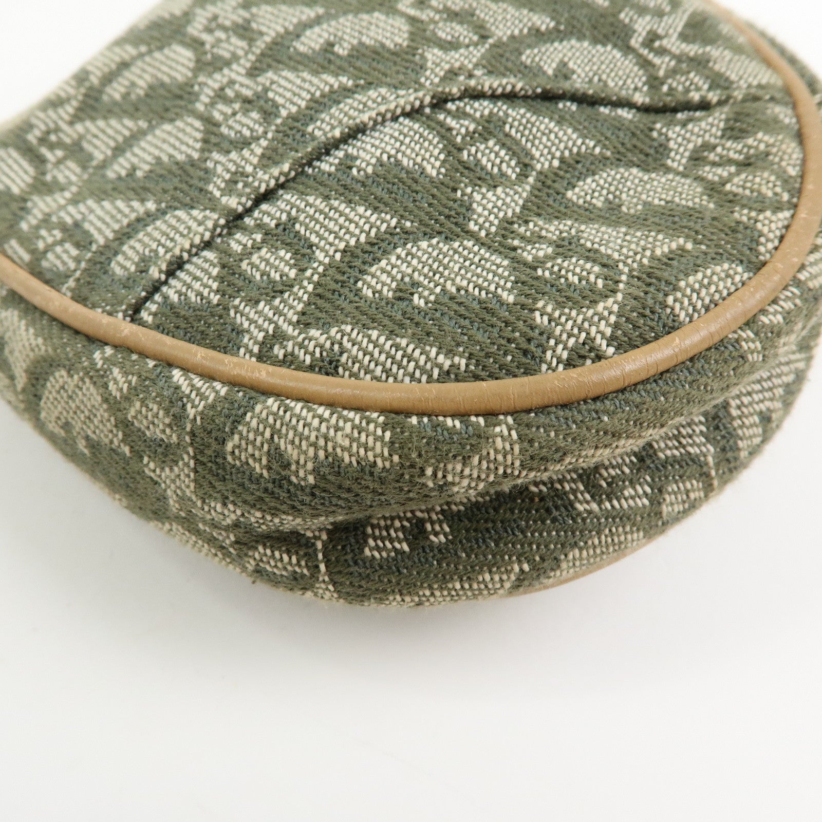 Christian Dior Saddle Trotter Jacquard Leather Hand Bag Green