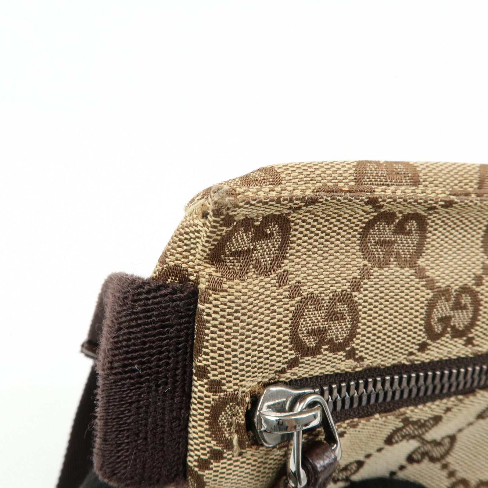GUCCI GG Canvas Leather Waist Pouch Body Bag Beige Brown 28566