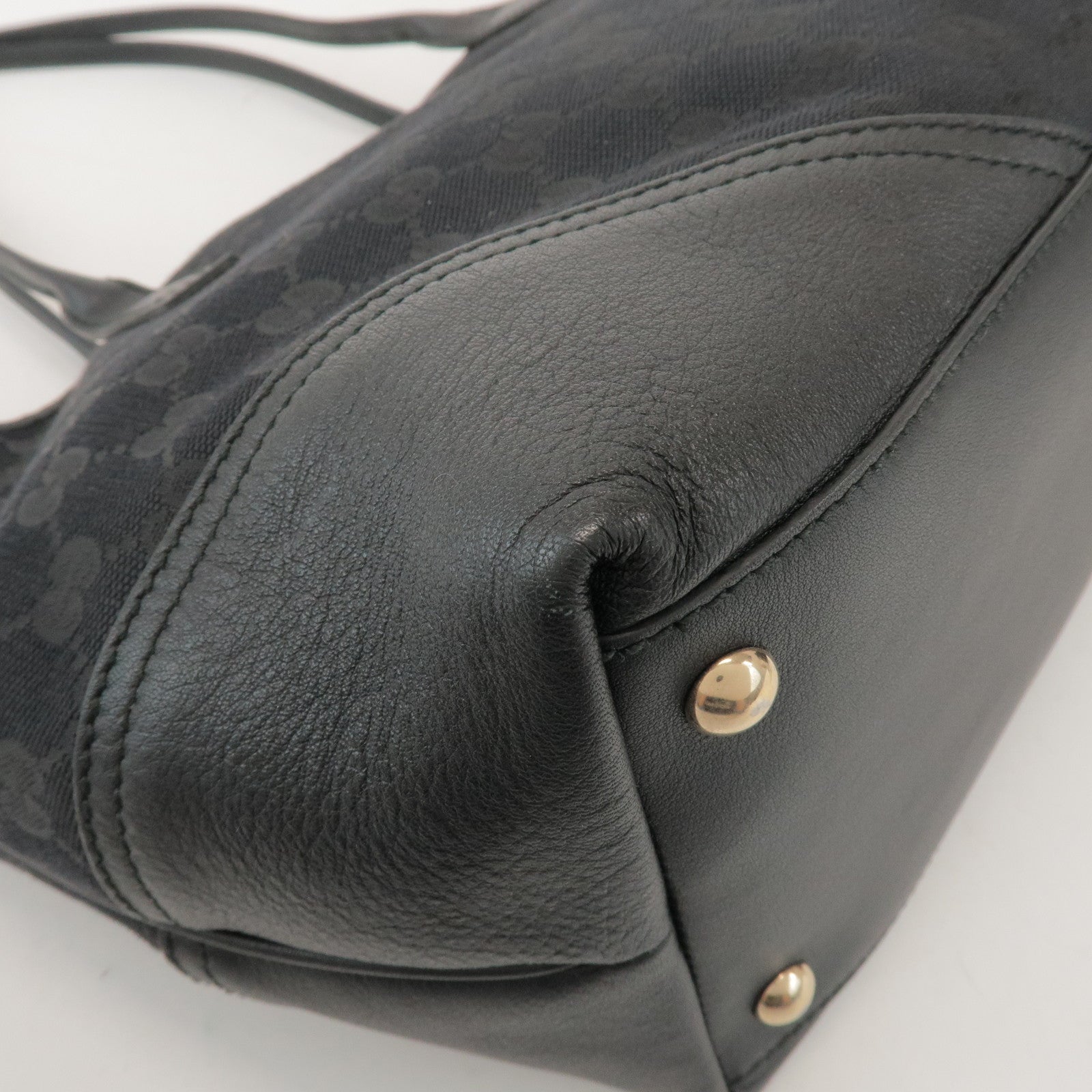 GUCCI New Britt GG Canvas Leather Tote Bag Hand Bag Black 169946