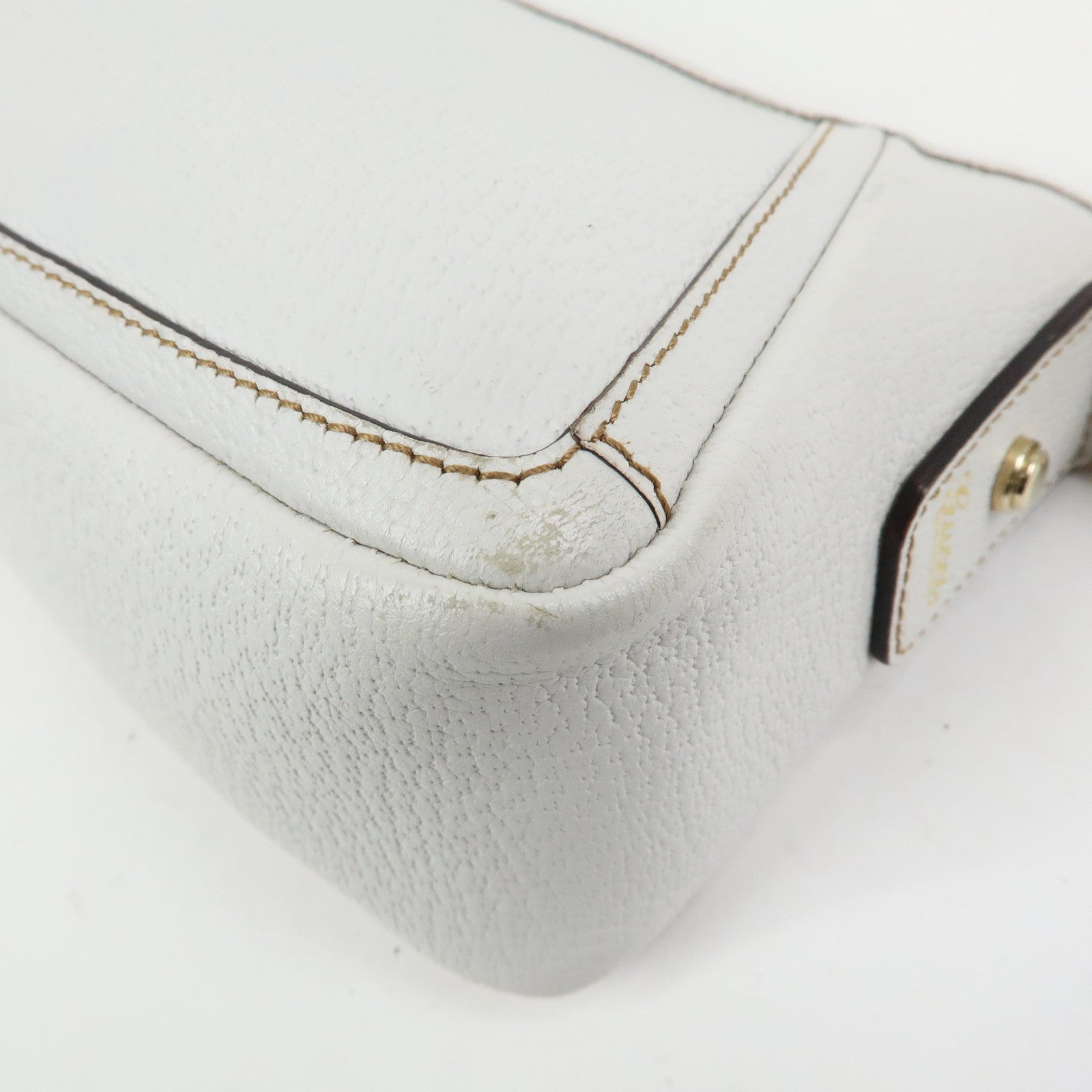 GUCCI Abbey Leather Shoulder Bag Hand Bag White 130939