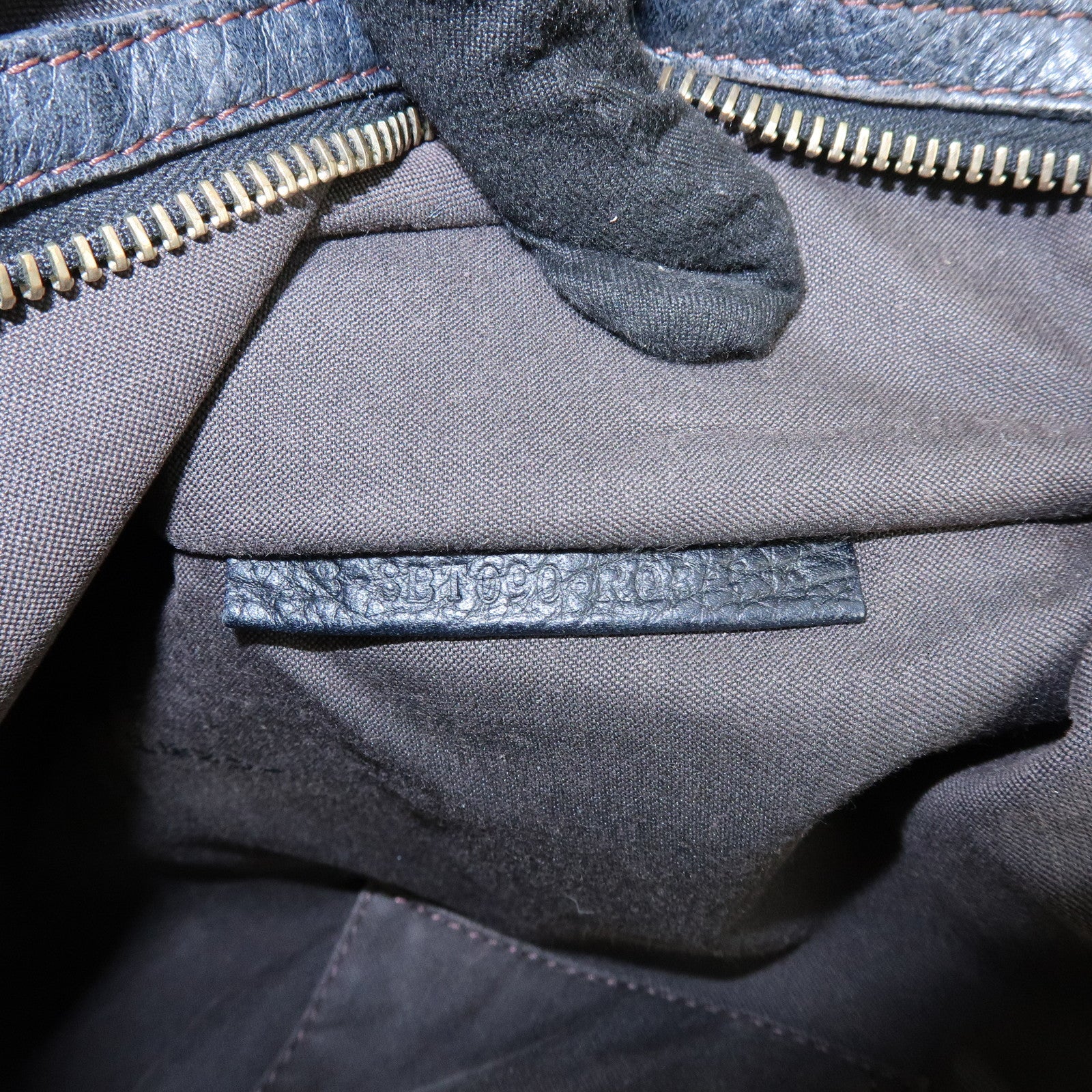 FENDI Zucchino Canvas Leather Shoulder Bag Dark Brown 8BT090