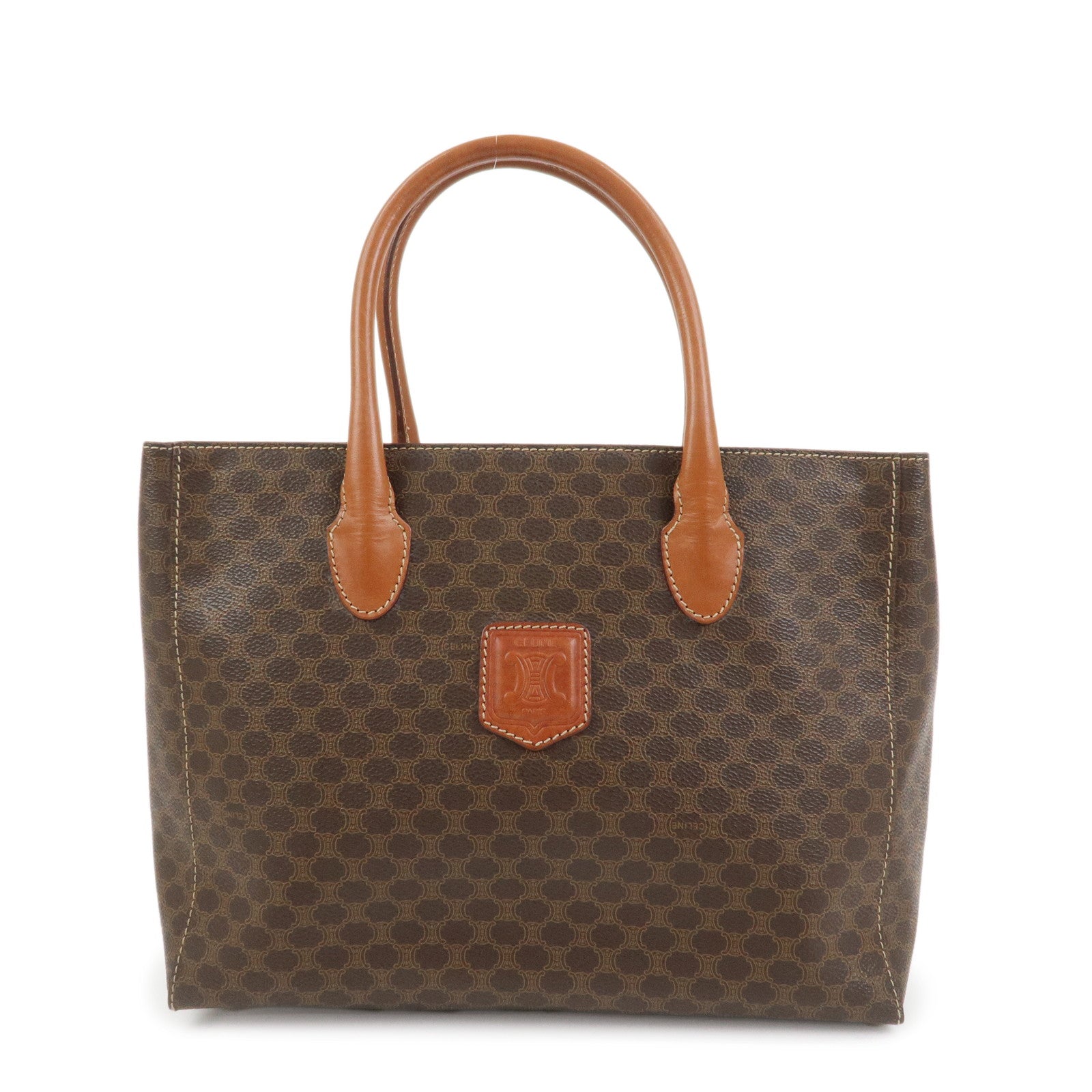 CELINE Macadam PVC Leather Hand Bag Tote Bag Brown